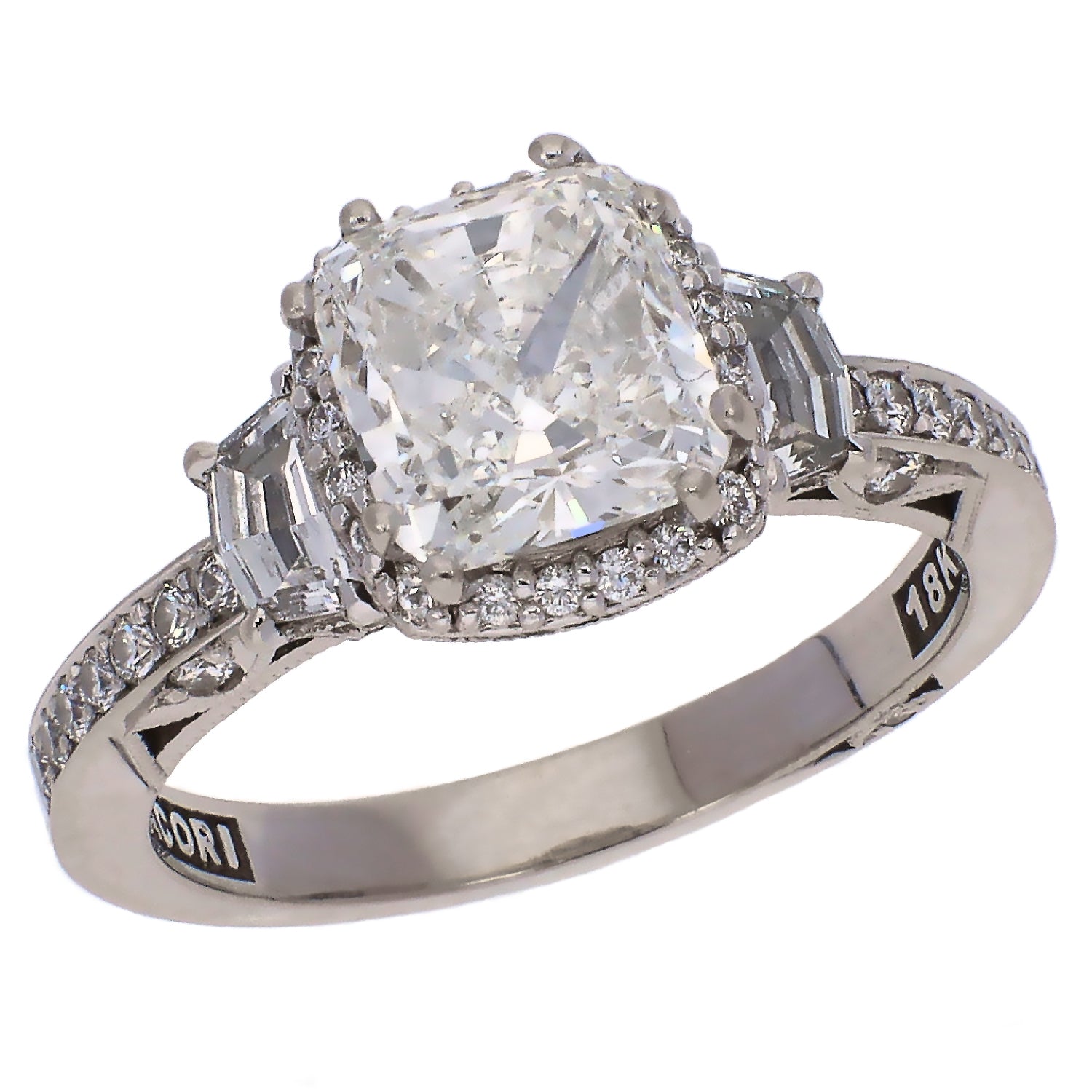 18K White Gold Tacori Cushion Cut Diamond Engagement Ring