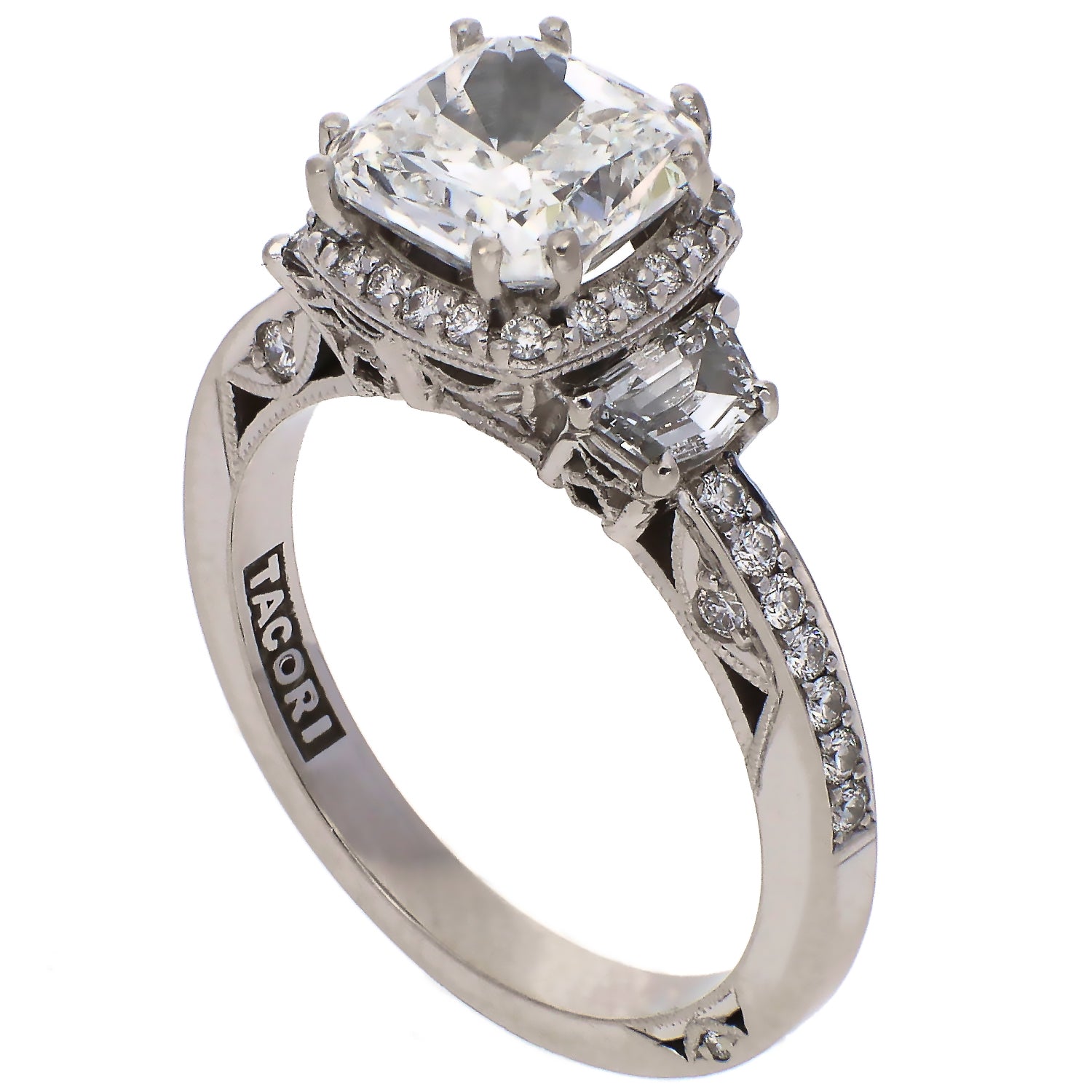 18K White Gold Tacori Cushion Cut Diamond Engagement Ring