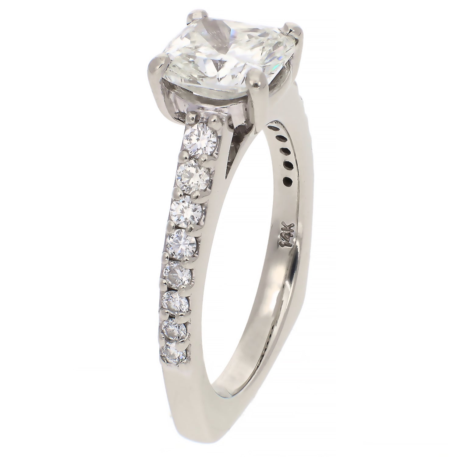 14K White Gold 2.03ct Cushion Cut Diamond Engagement Ring