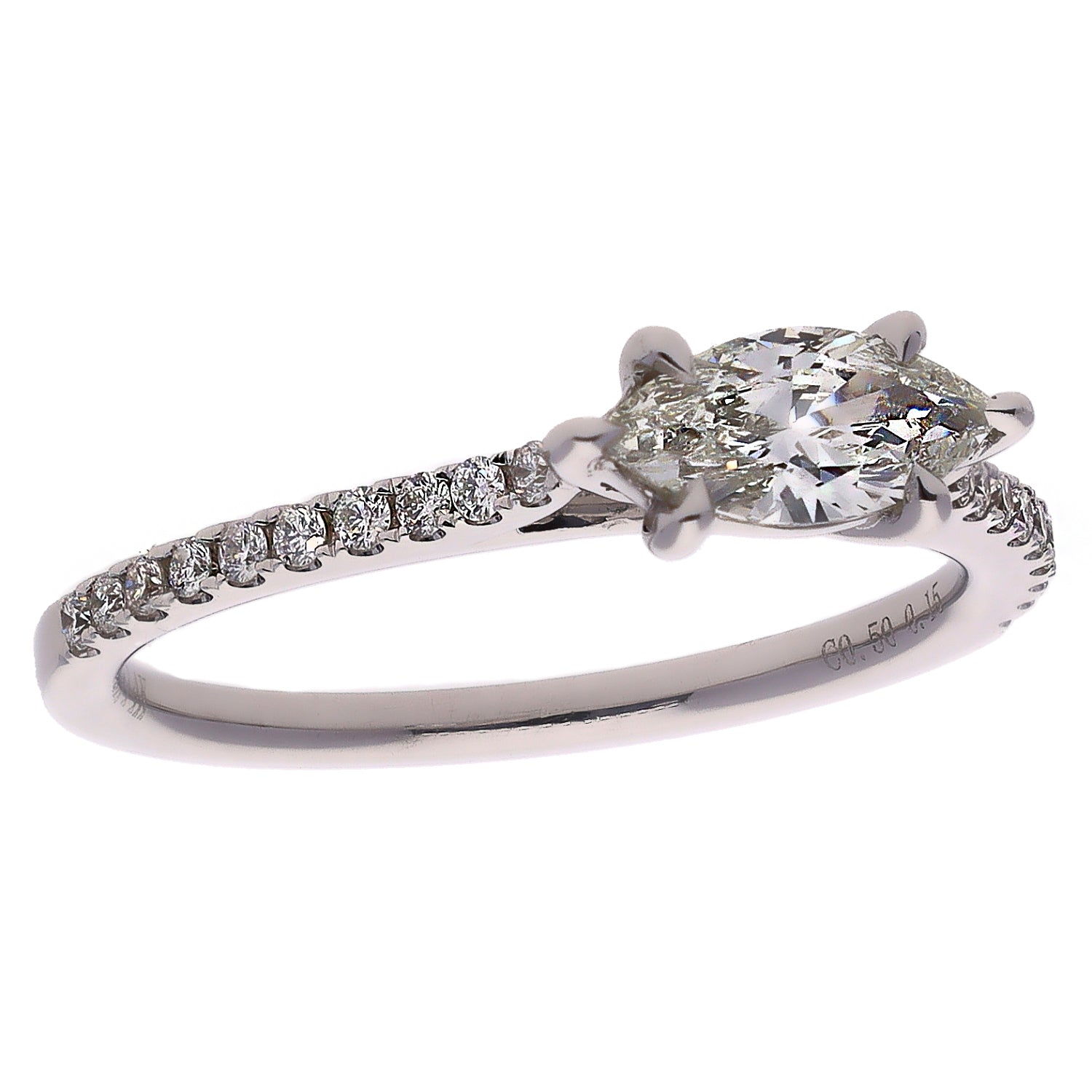 14K White Gold Marquise Diamond Engagement Ring