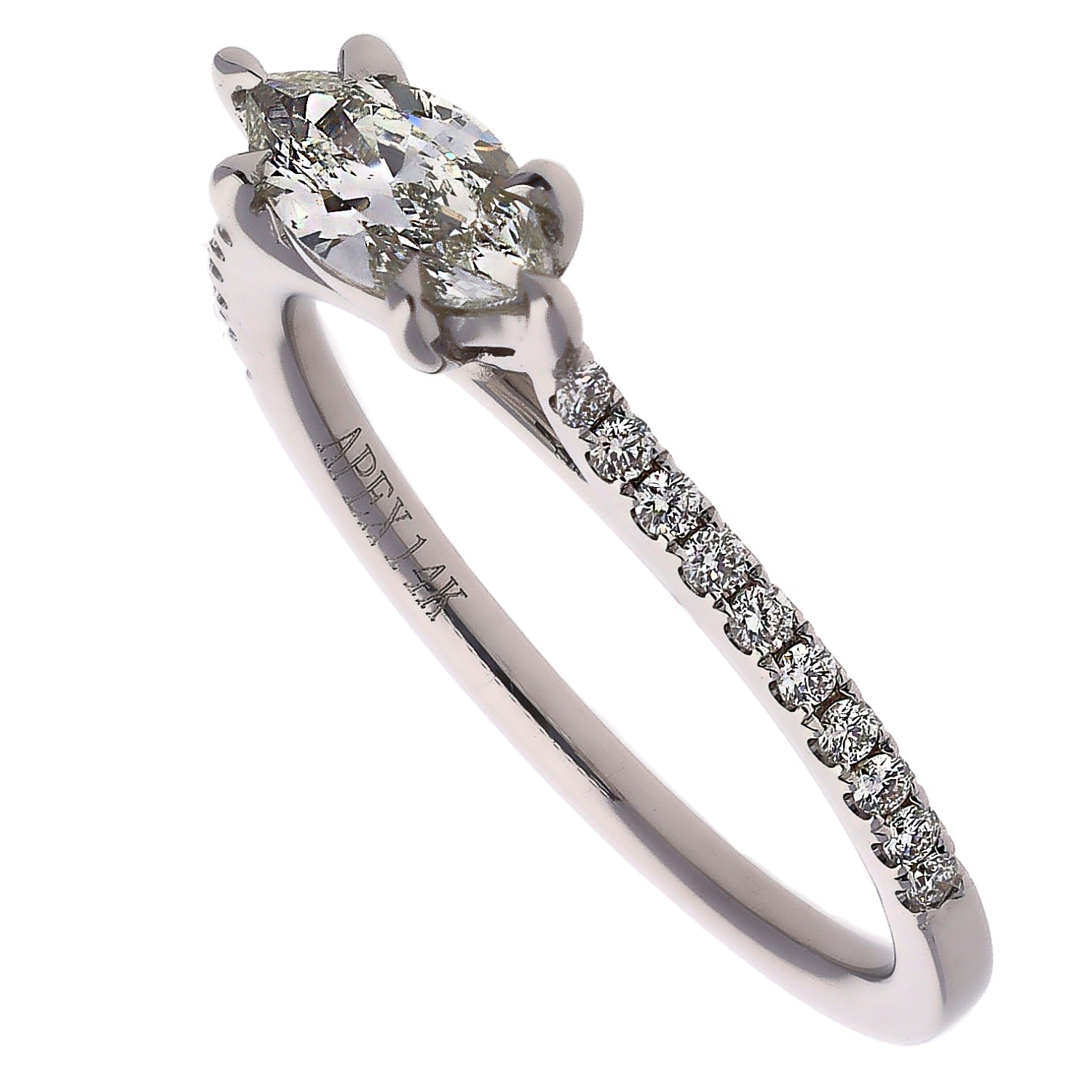 14K White Gold Marquise Diamond Engagement Ring