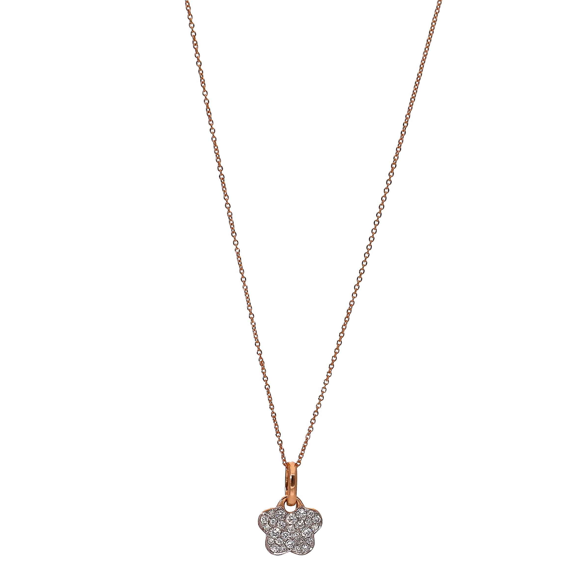 14K Rose Gold Floral Diamond Cluster Necklace