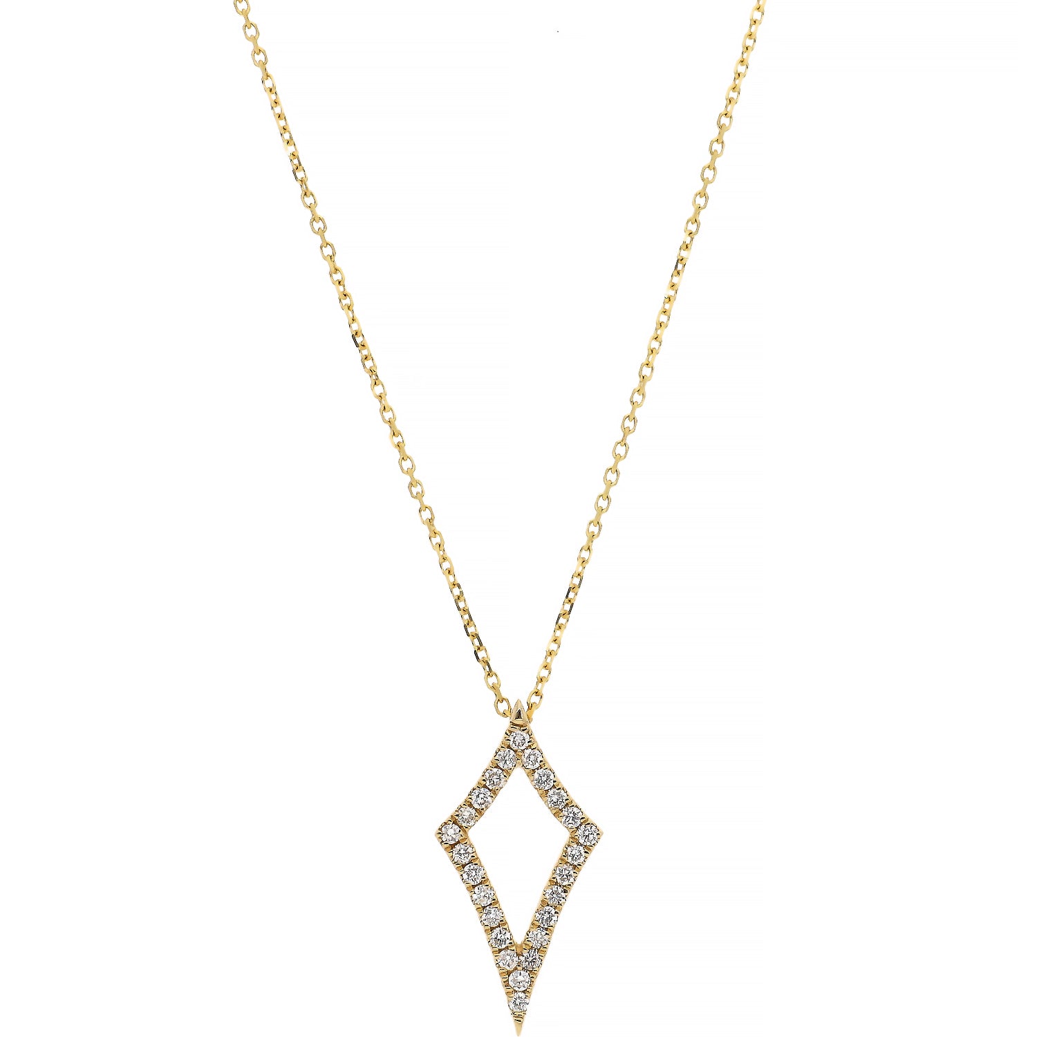 14K Yellow Gold Diamond Kite Shape Necklace