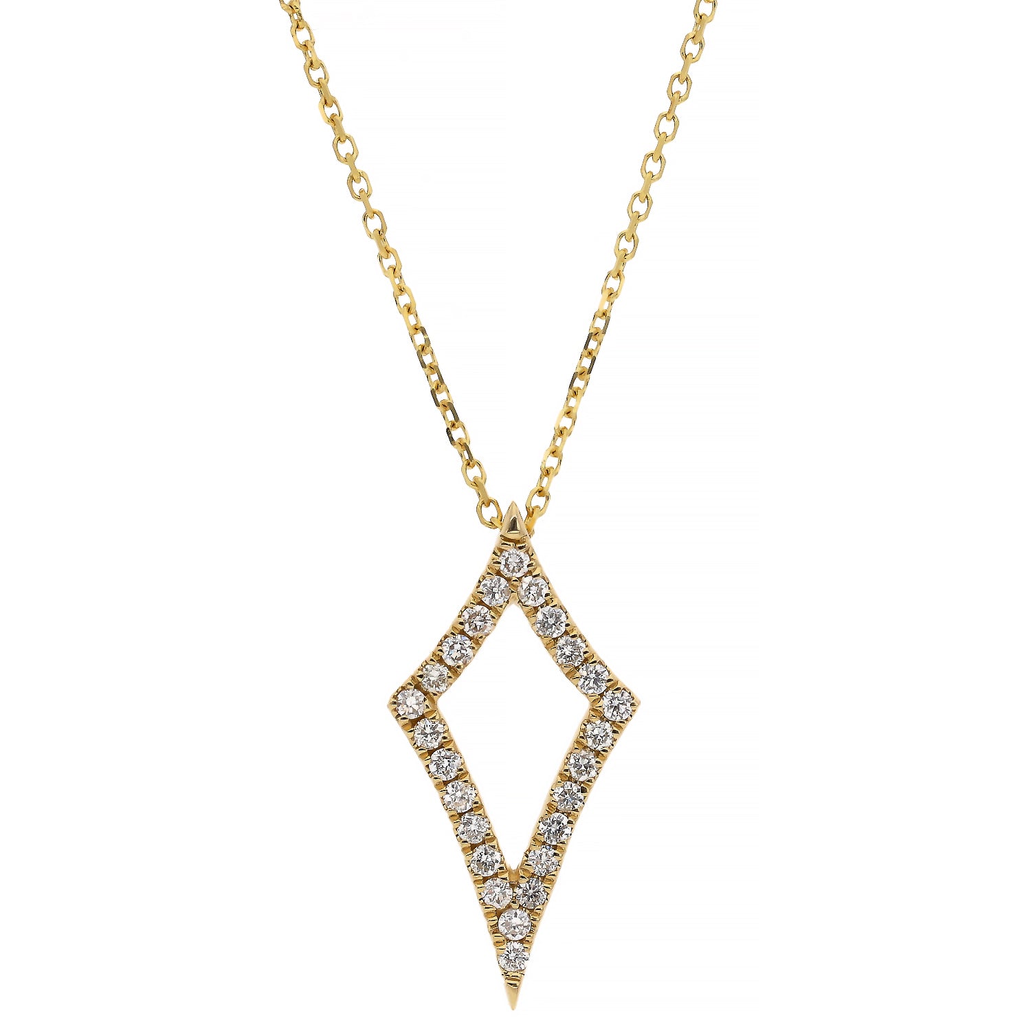 14K Yellow Gold Diamond Kite Shape Necklace