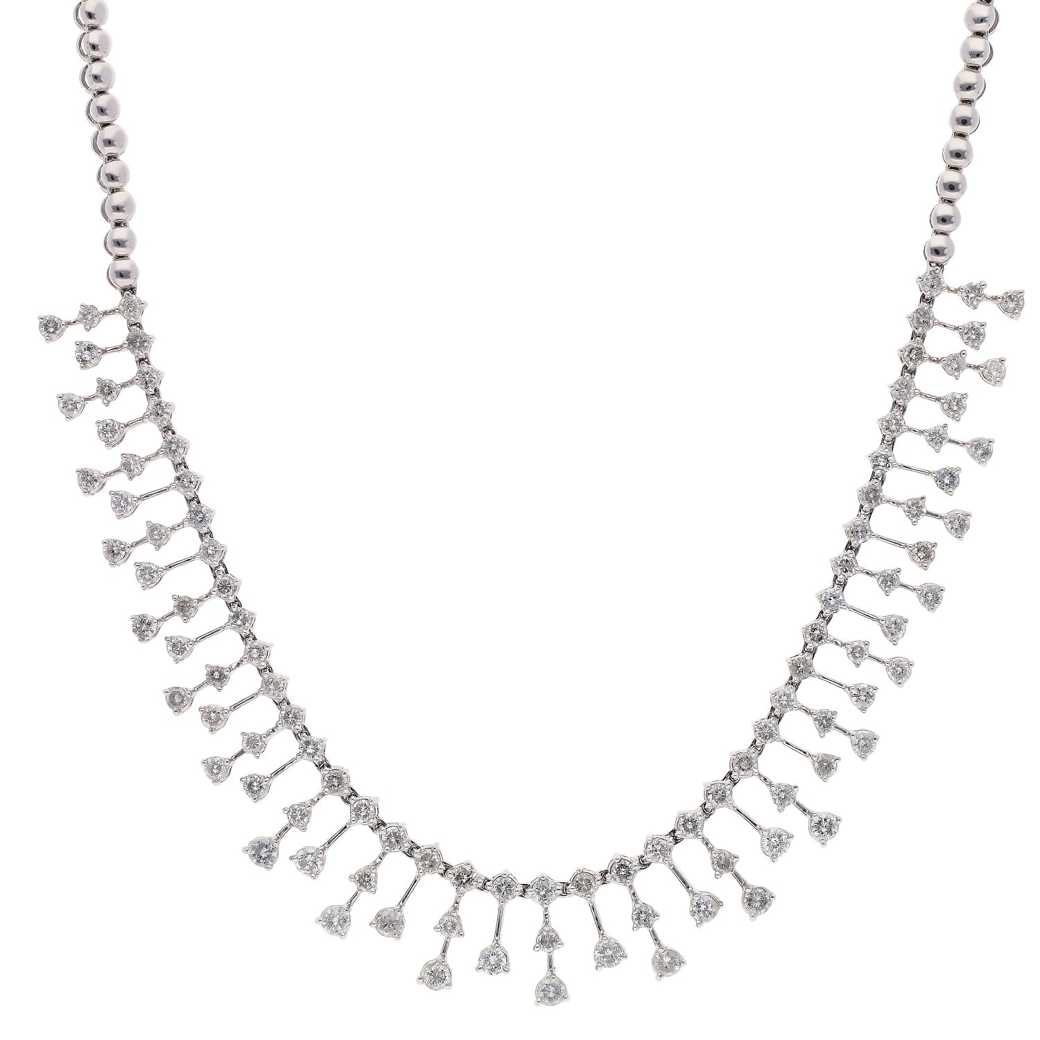18K White Gold Diamond Fringe 18 Inch Necklace