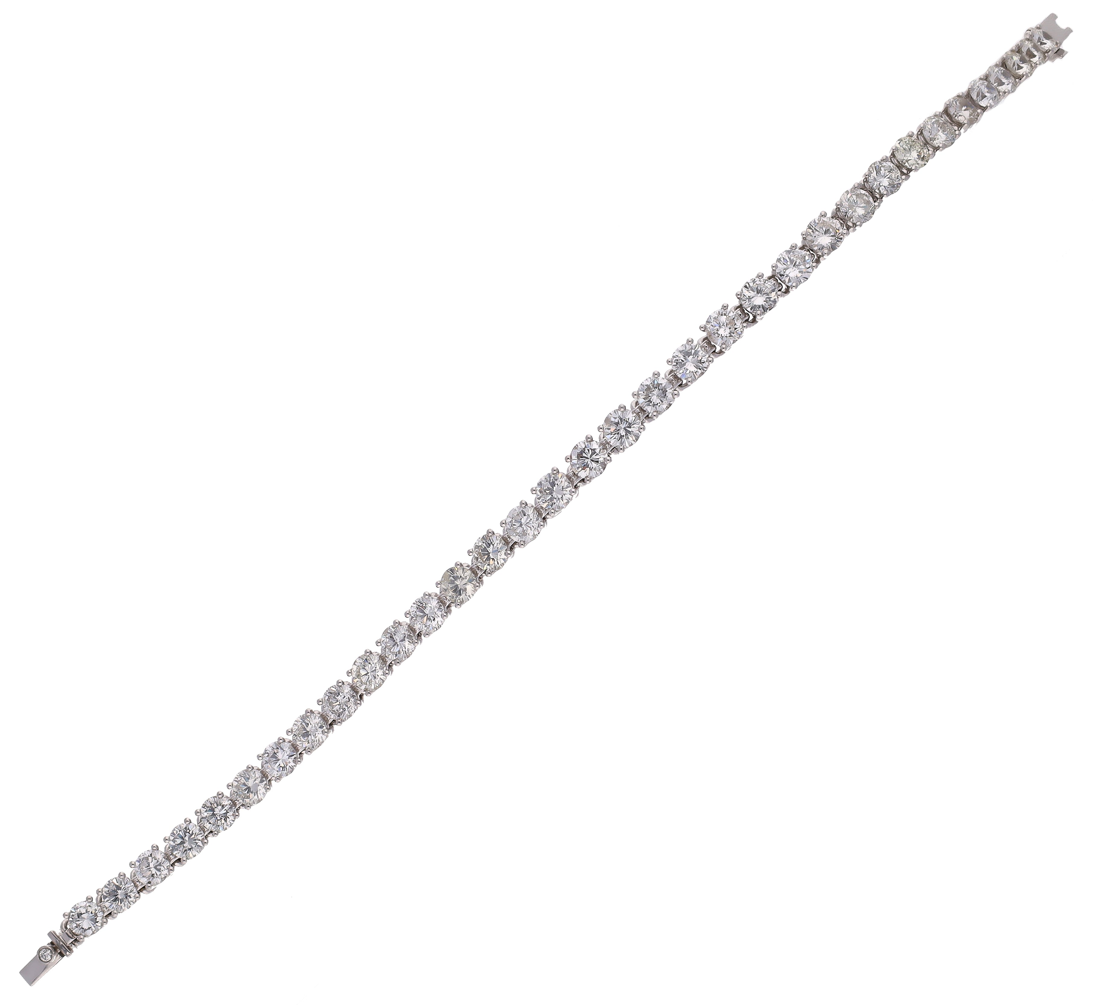 14K White Gold 11.35 CT Custom Designed Diamond Tennis Bracelet One of a Kind