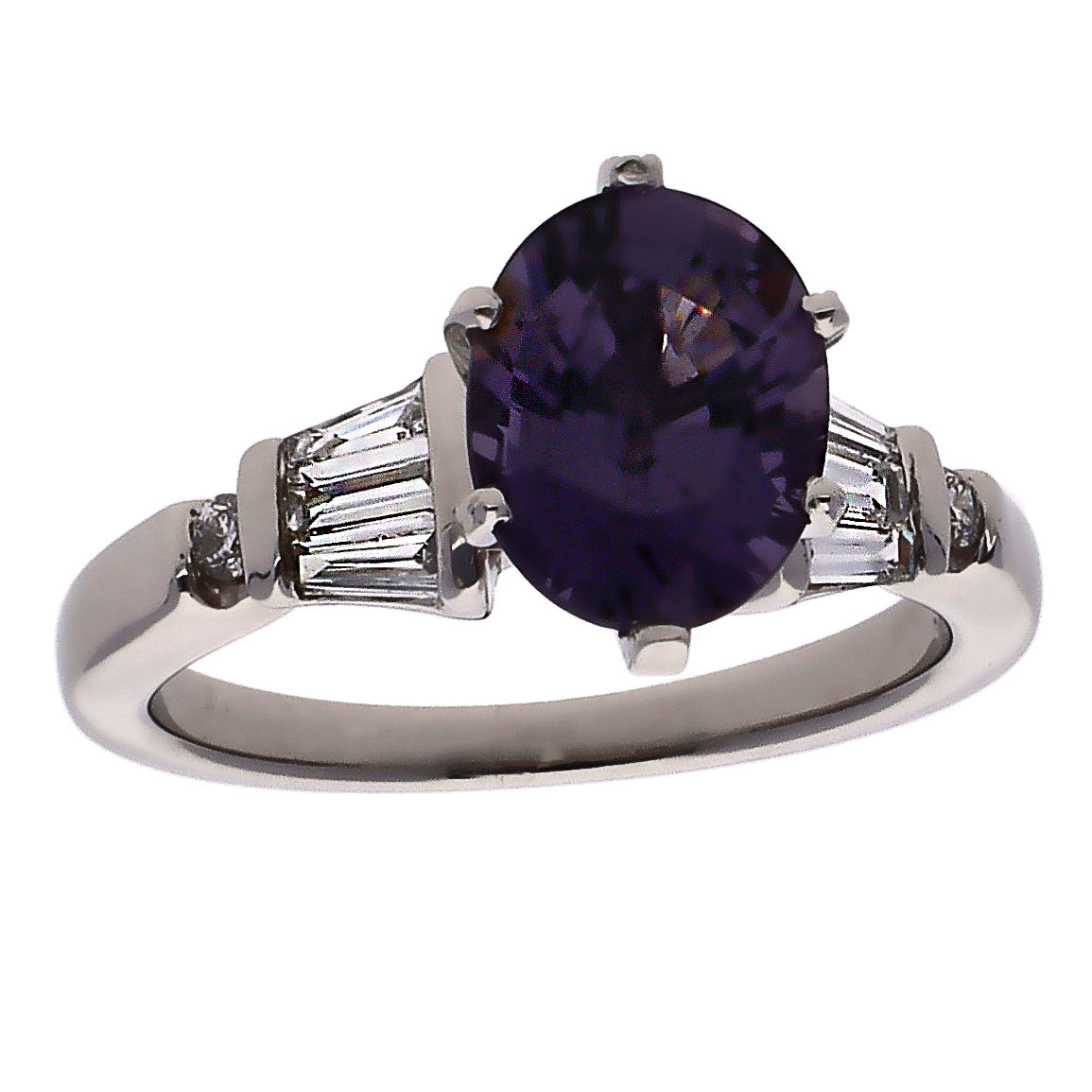 Platinum Oval Purple Spinel & Diamond Ring