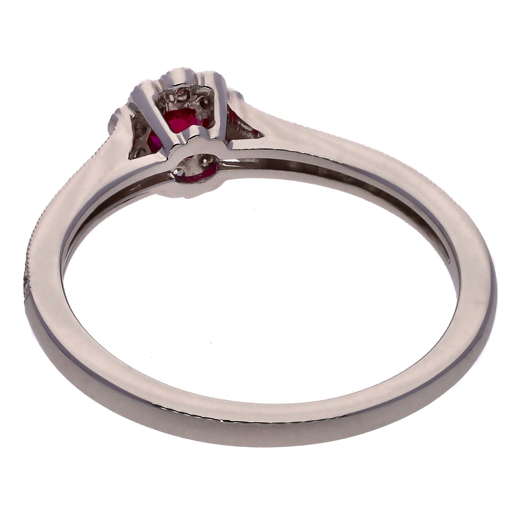 14K White Gold Round Ruby and Diamonds Fashion Ring