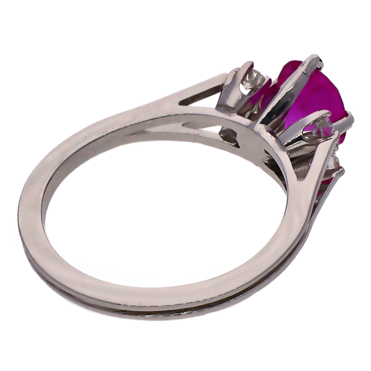 18K White Gold Oval Pink Sapphire & Diamond Ring