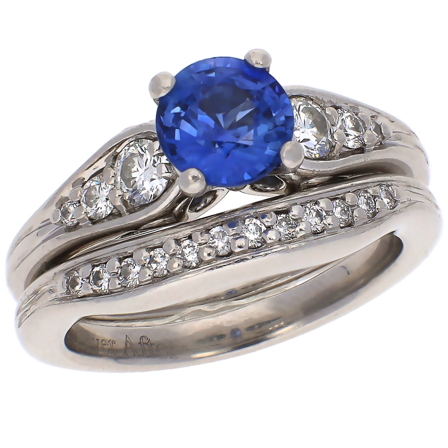 Platinum Sapphire and Diamond Ring Set