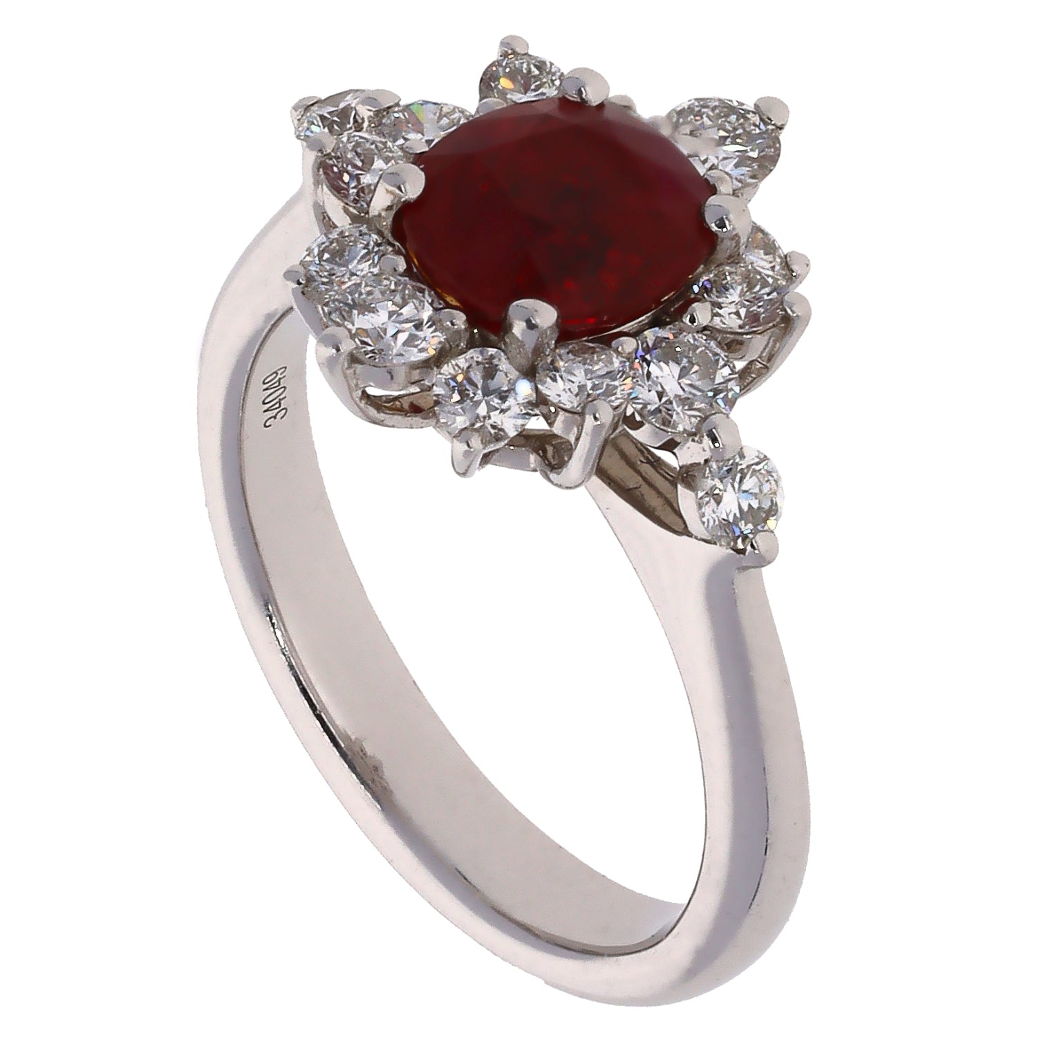 Platinum 2.17ct Certified Burma Ruby & Diamond Ring