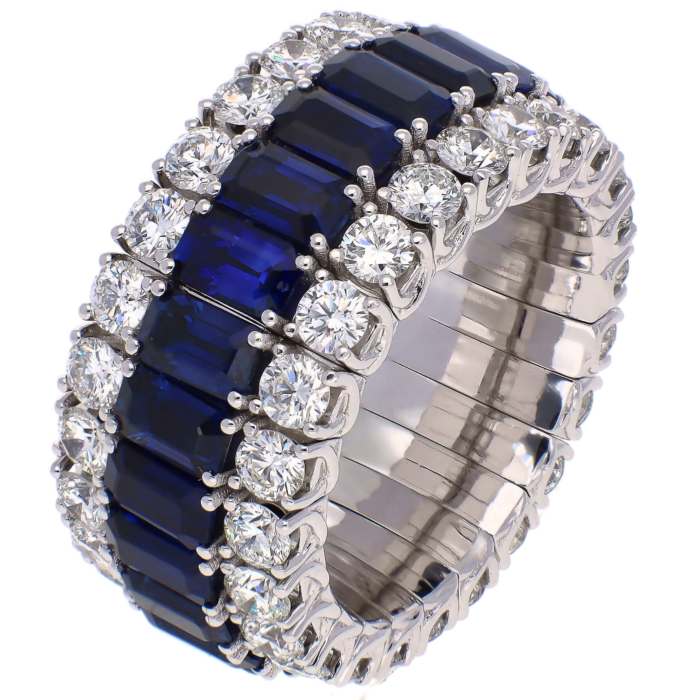 Picchiotti Xpandable 18K White Gold Sapphire and Diamond Band Ring