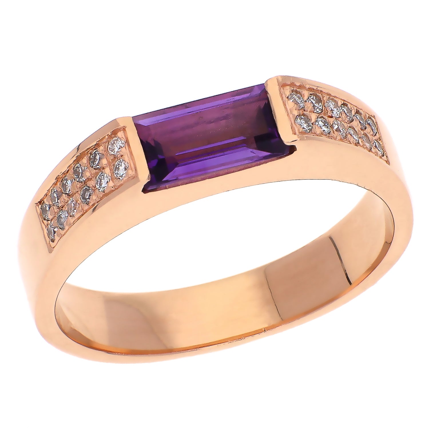14K Rose Gold Amethyst Diamond Ring