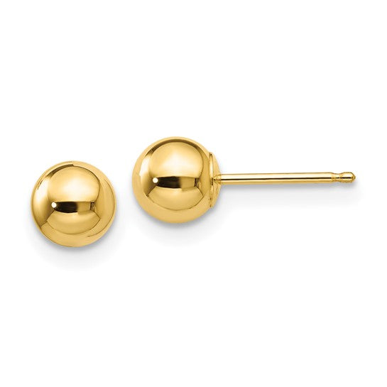 14K Yellow Gold Polished 5mm Ball Stud Earrings