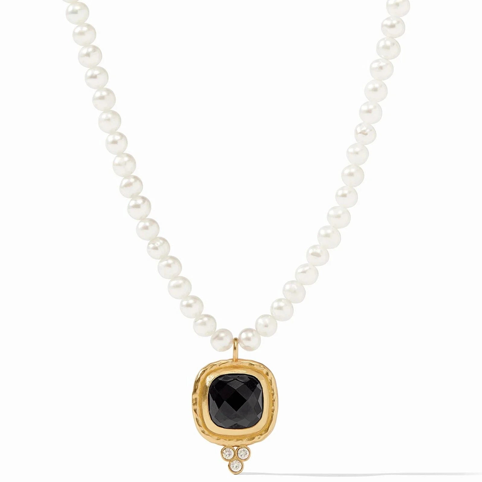 Julie Vos Tudor Delicate Necklace, Pearls & Obsidian Black