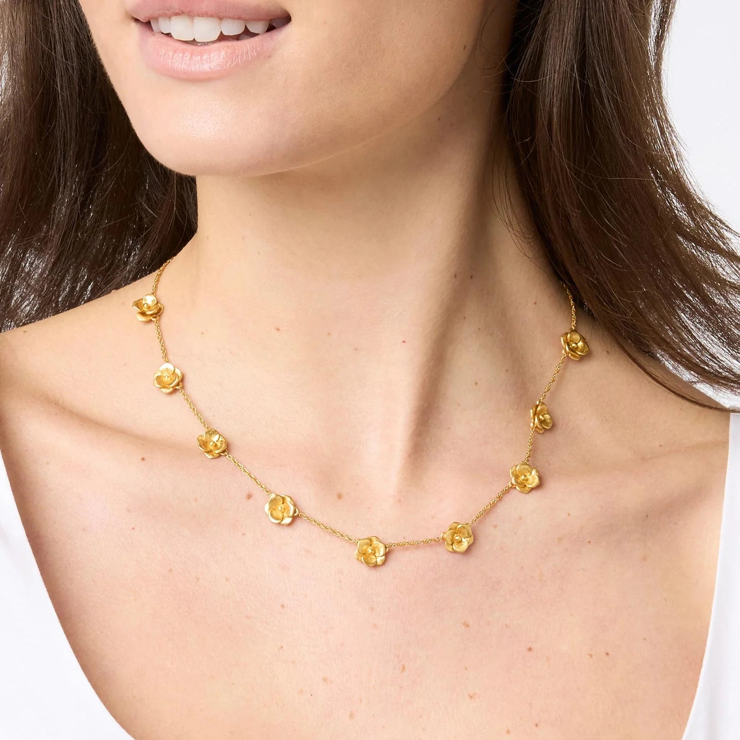 Julie Vos 24K Gold Plated Bloom Delicate Station Necklace