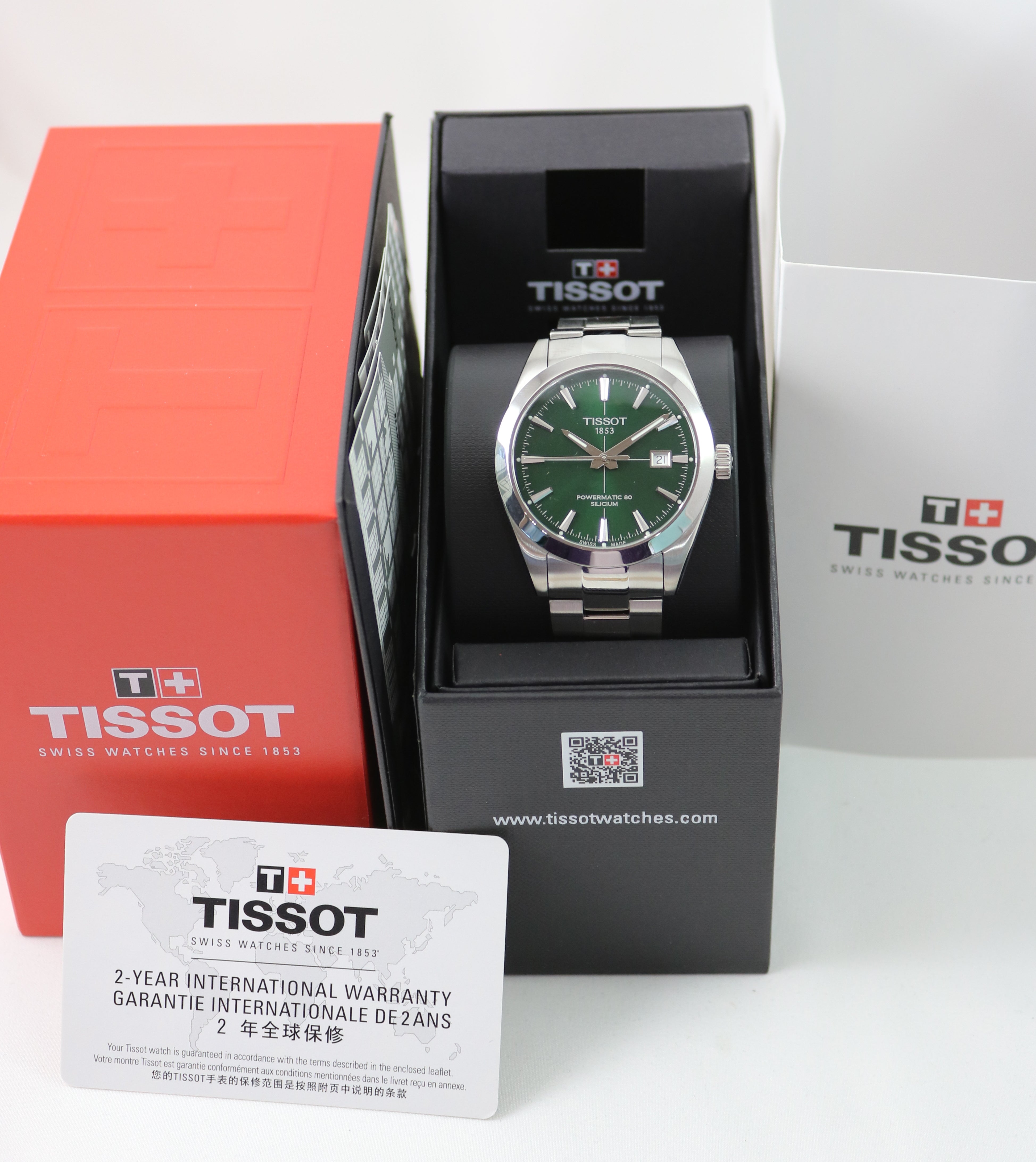 Tissot Gentleman Powermatic 80 Silicium Green Dial Stainless Watch