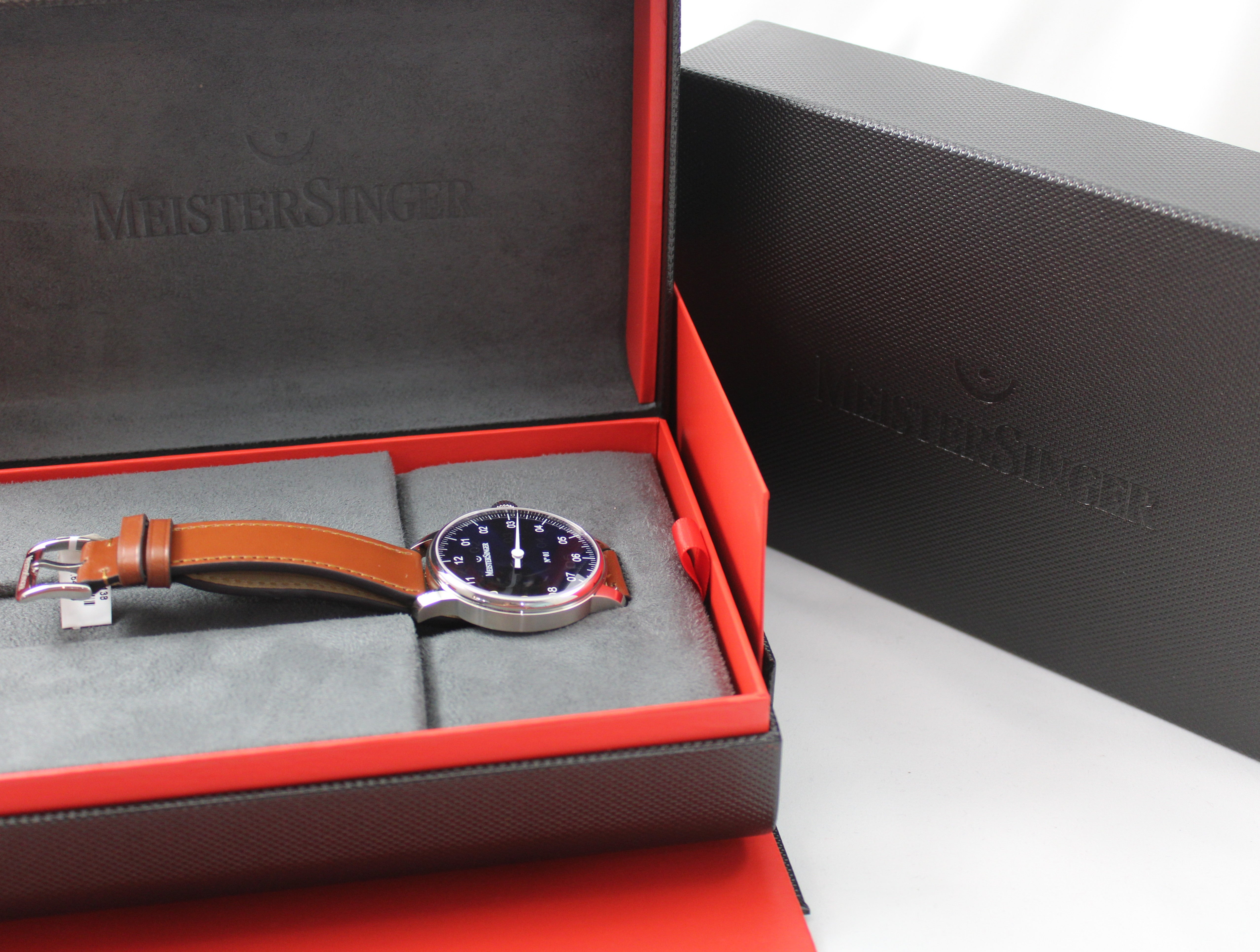 MeisterSinger No. 01 Single Hand Manual Wind Sunburst Blue Dial Stainless Watch