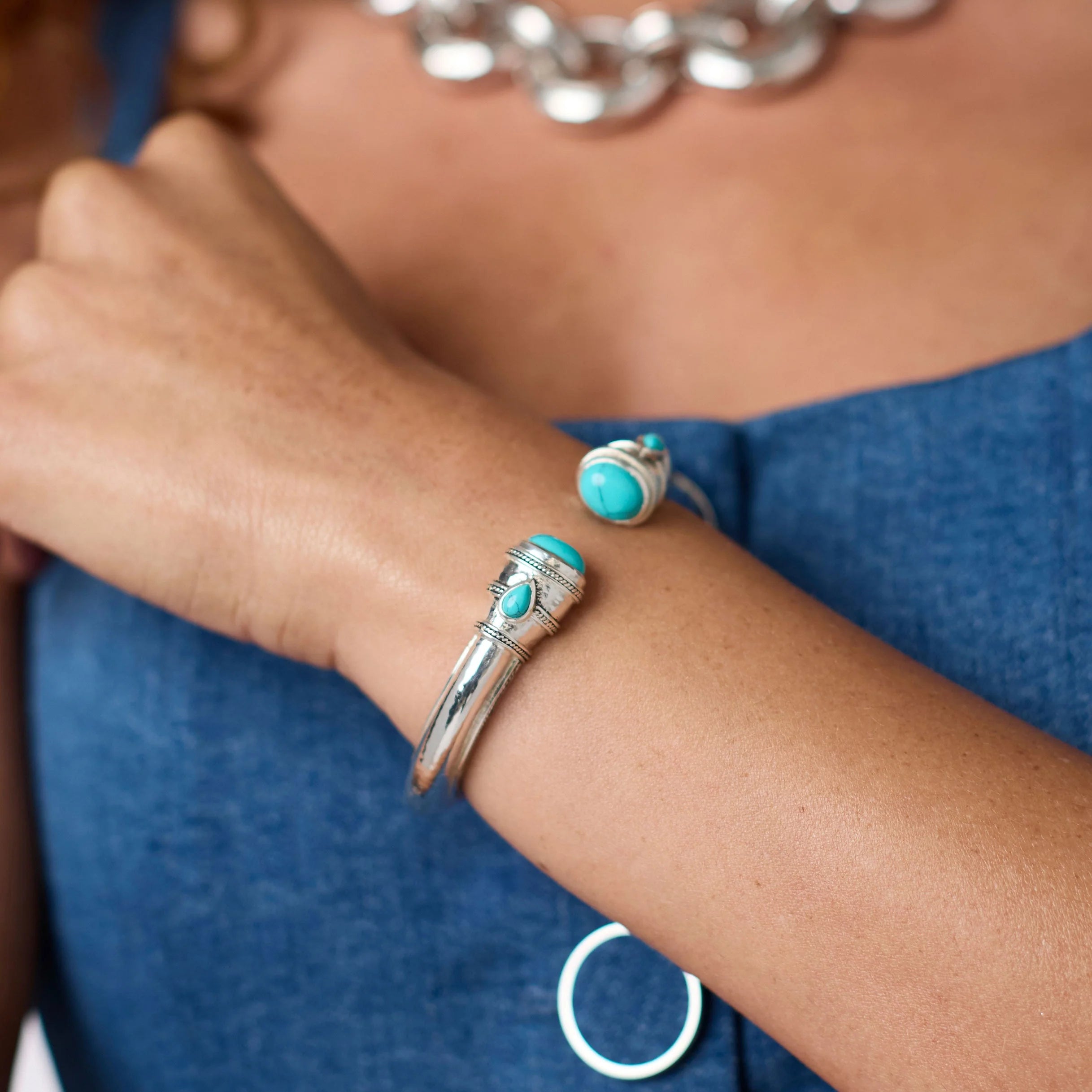 Julie Vos Cannes Turquoise Blue Demi Cuff Bracelet
