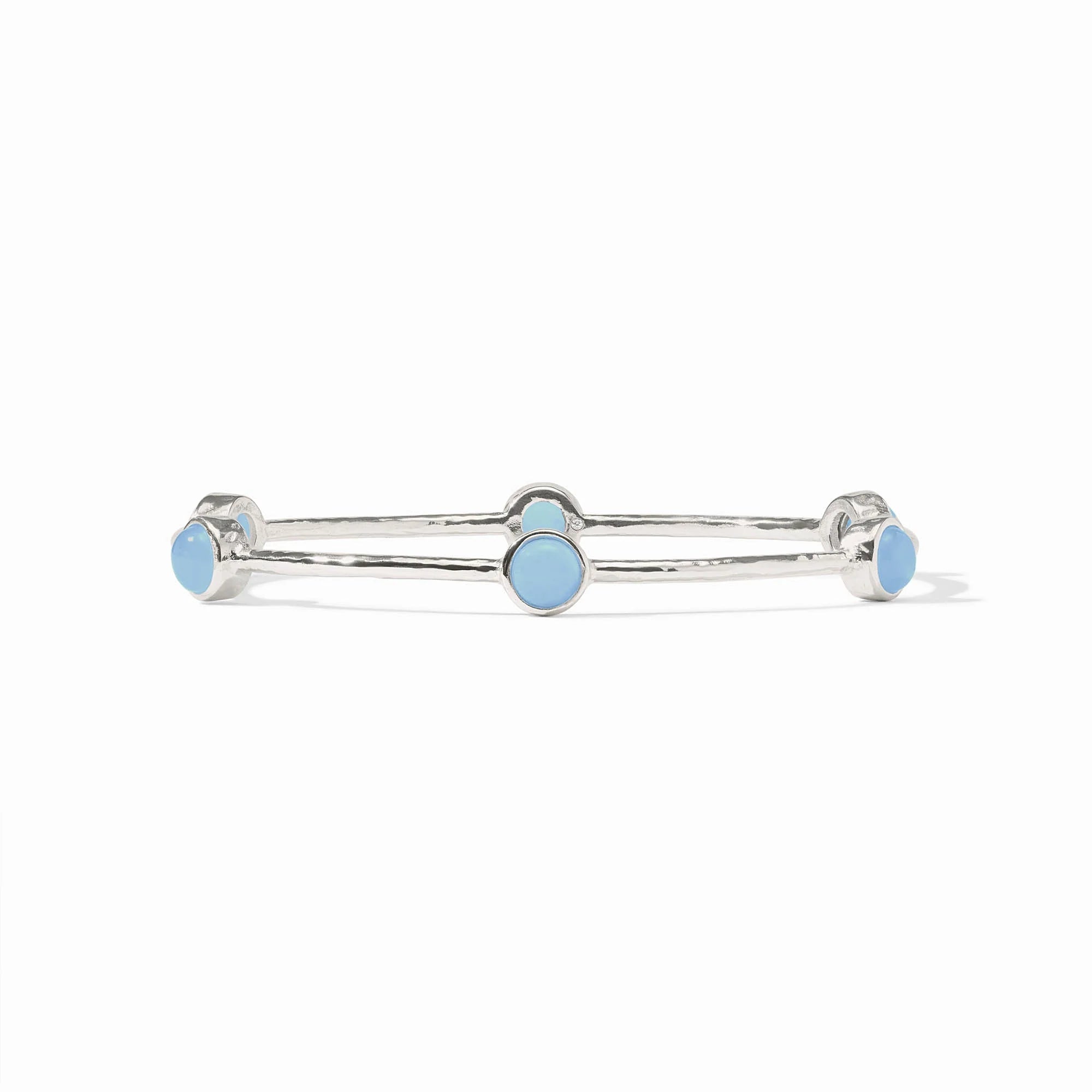 Julie Vos Silver Milano Luxe Chalcedony Blue Bangle Bracelet Small