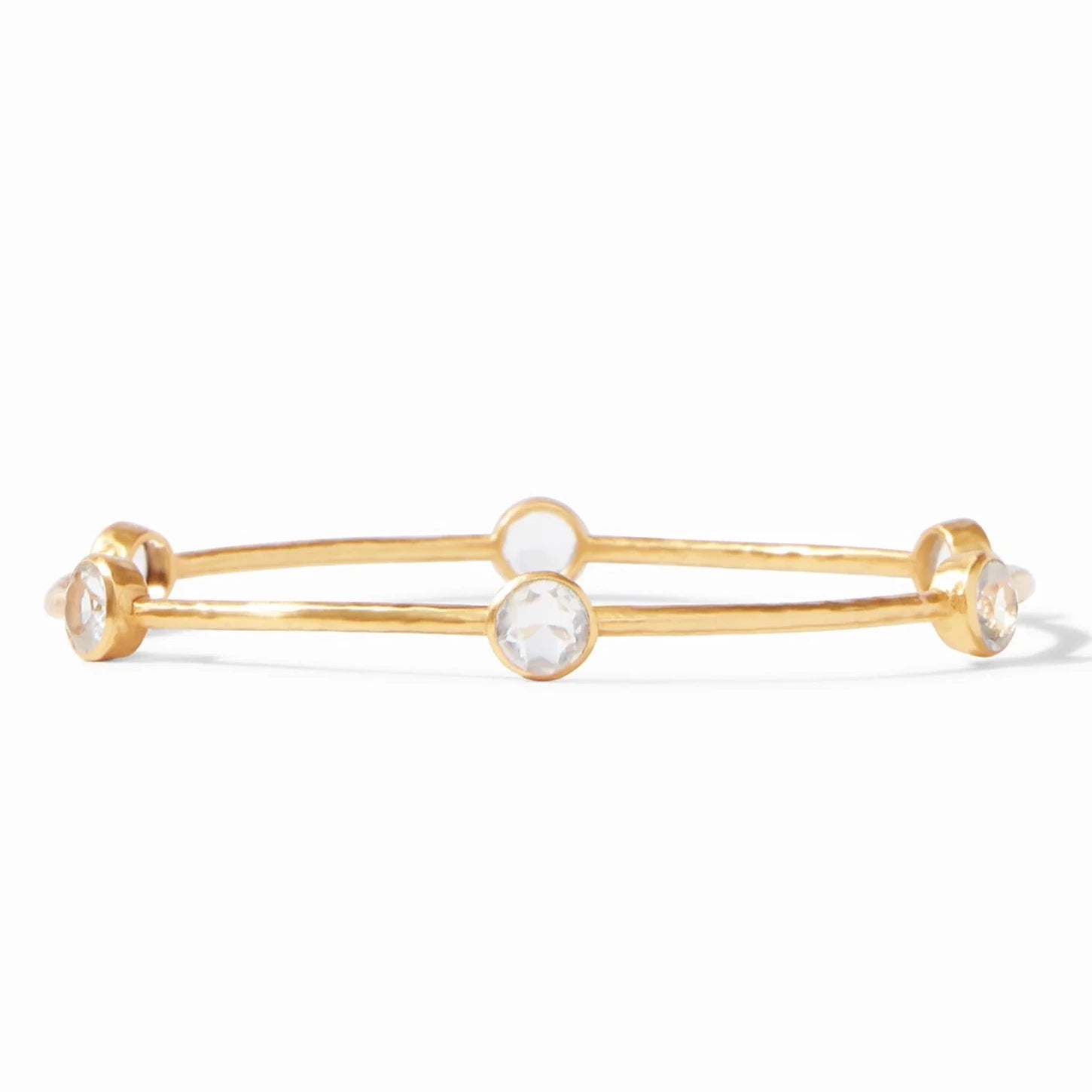 Julie Vos 24K Gold Plated Milano Bangle Bracelet with Clear Crystals, Small