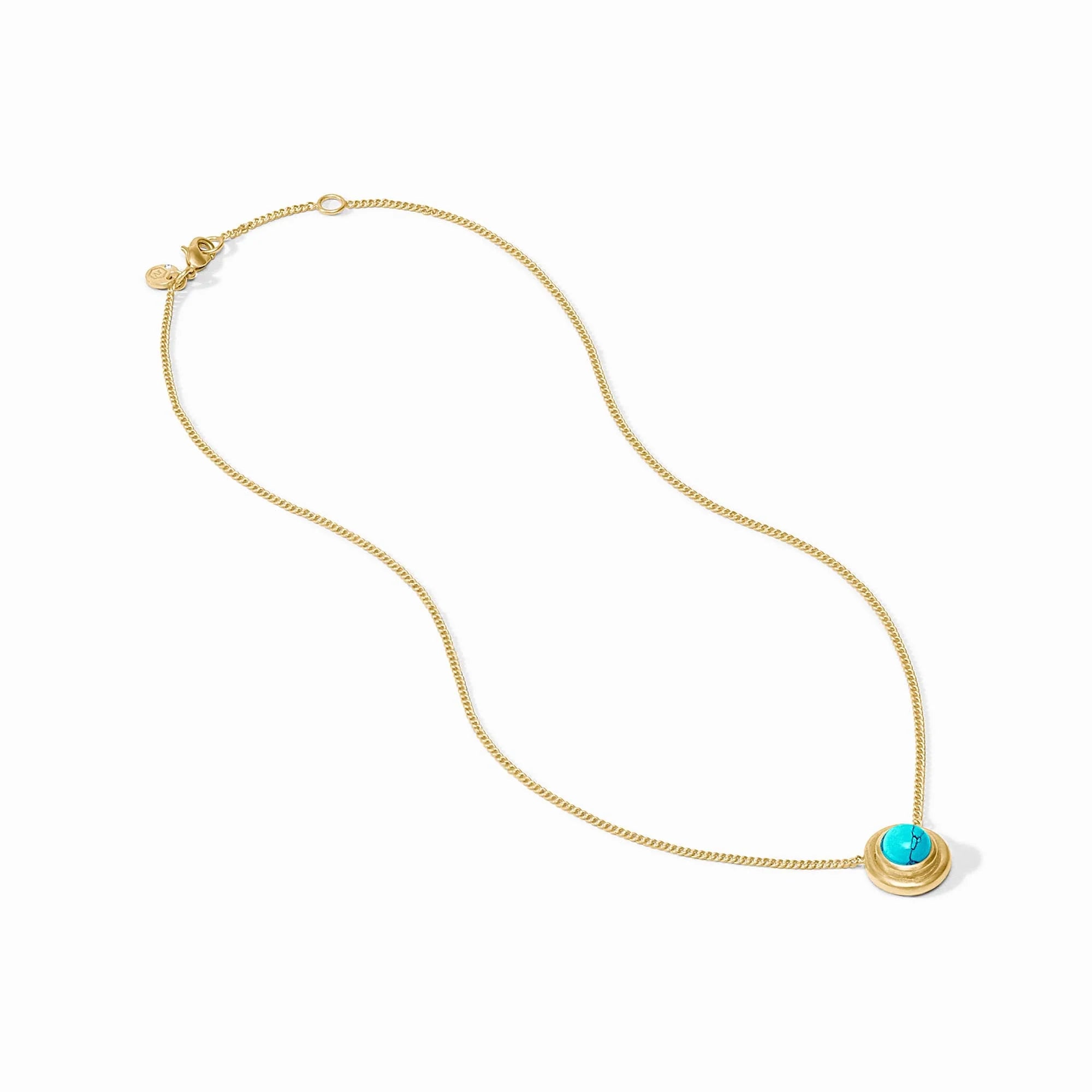 Julie Vos 24K Gold Plated Wave Turquoise Stone Delicate Necklace