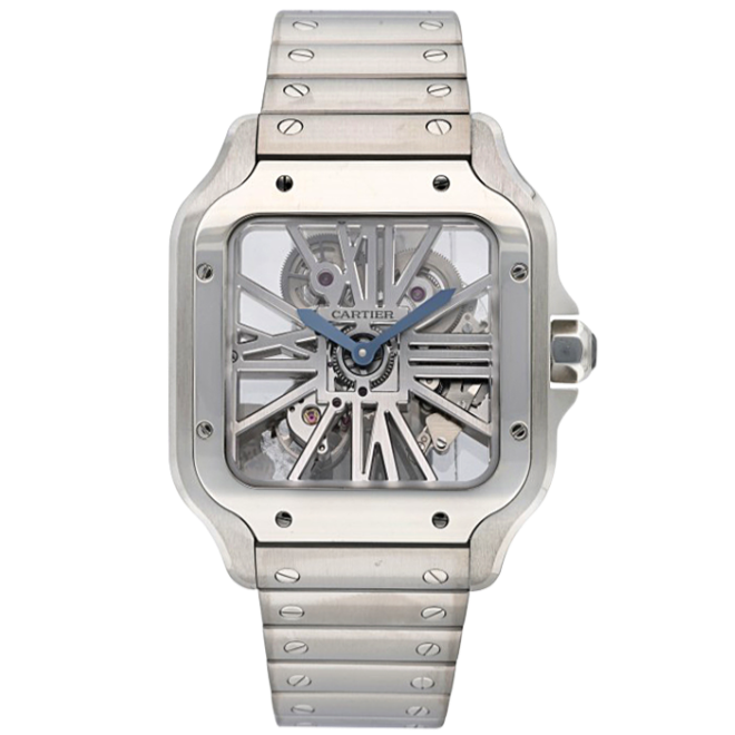 Cartier Santos Skeleton Manual Wind Stainless Steel Watch