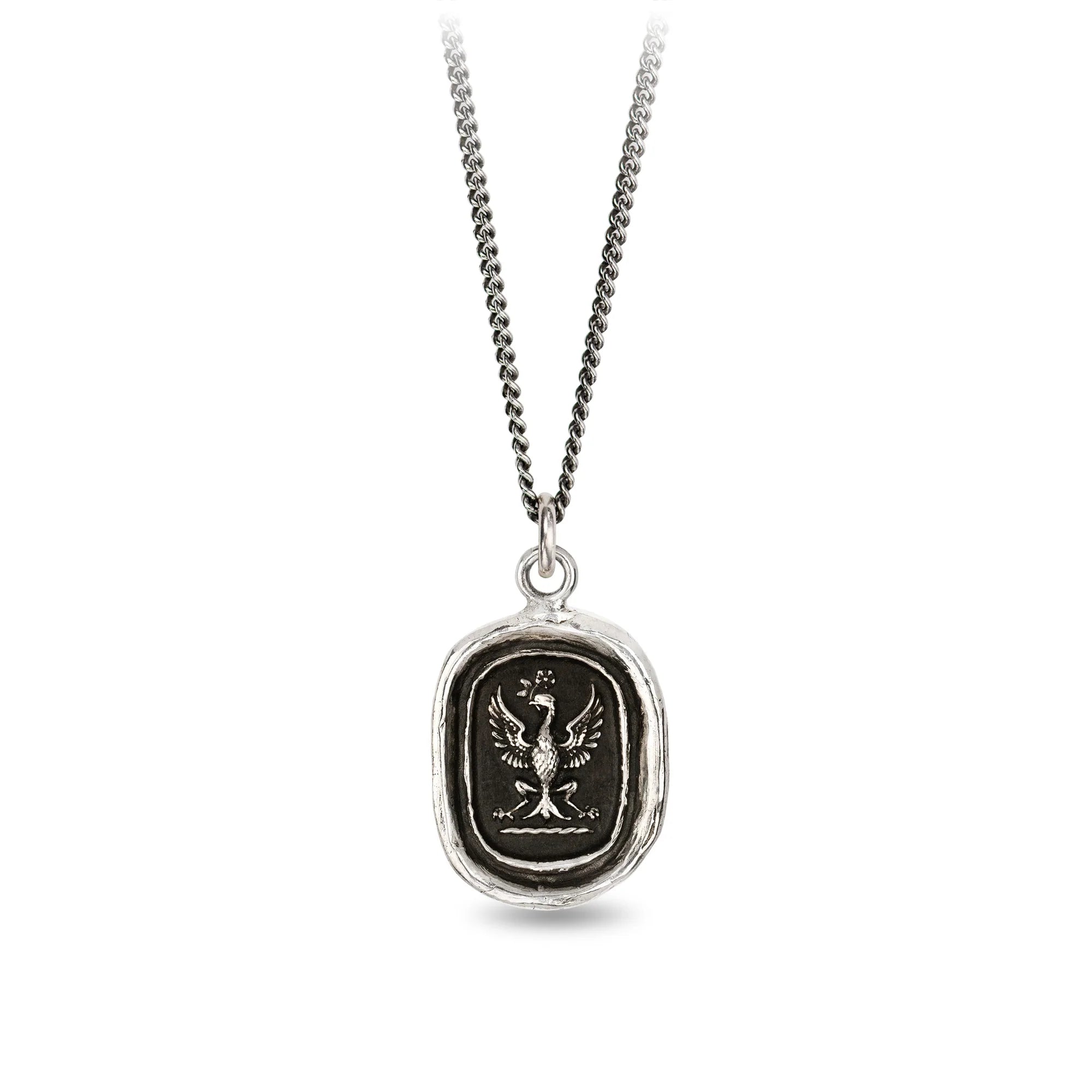 Pyrrha Sterling Silver "Follow Your Dreams" Talisman 18 Inch Fine Curb Chain Necklace
