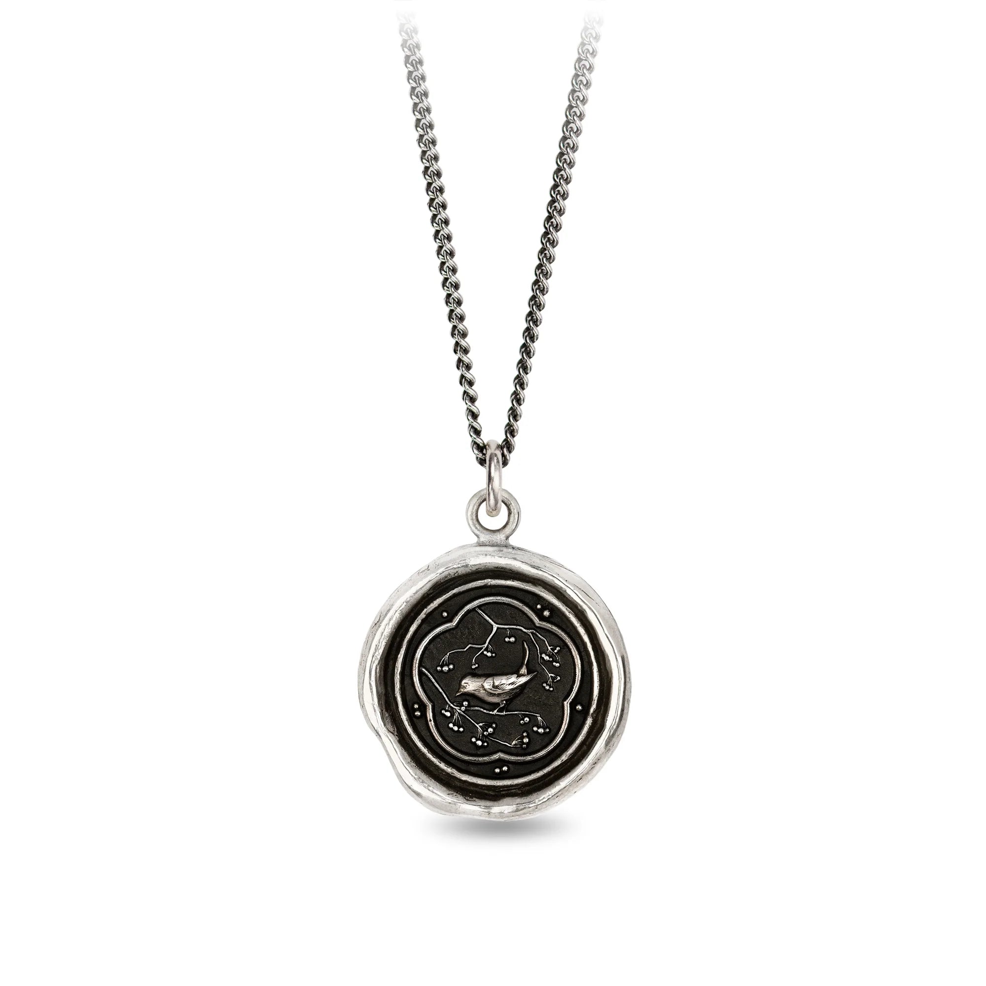 Pyrrha Sterling Silver "Keep It Simple" Talisman 18 Inch Fine Curb Chain Necklace