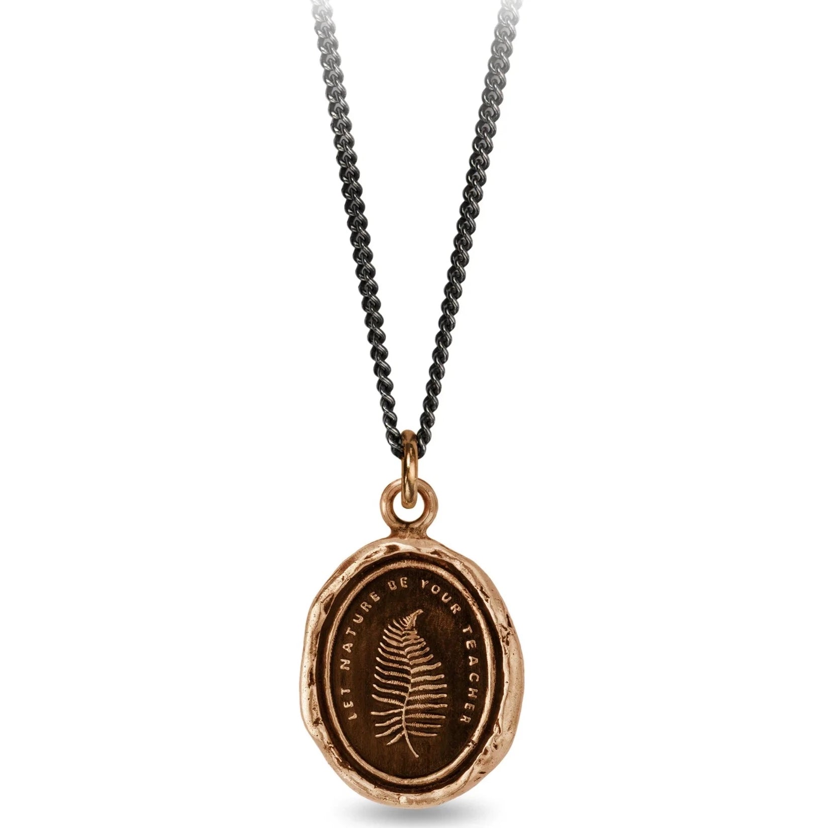 Pyrrha Bronze "Let Nature Be Your Teacher" Talisman Necklace