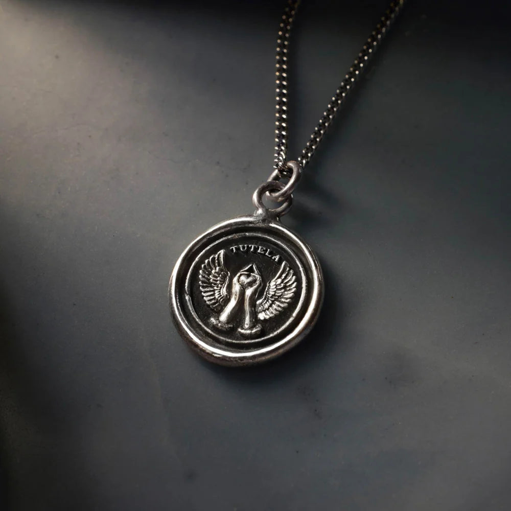 Pyrrha Sterling Silver "Love & Protection" Talisman 18" Curb Chain Necklace