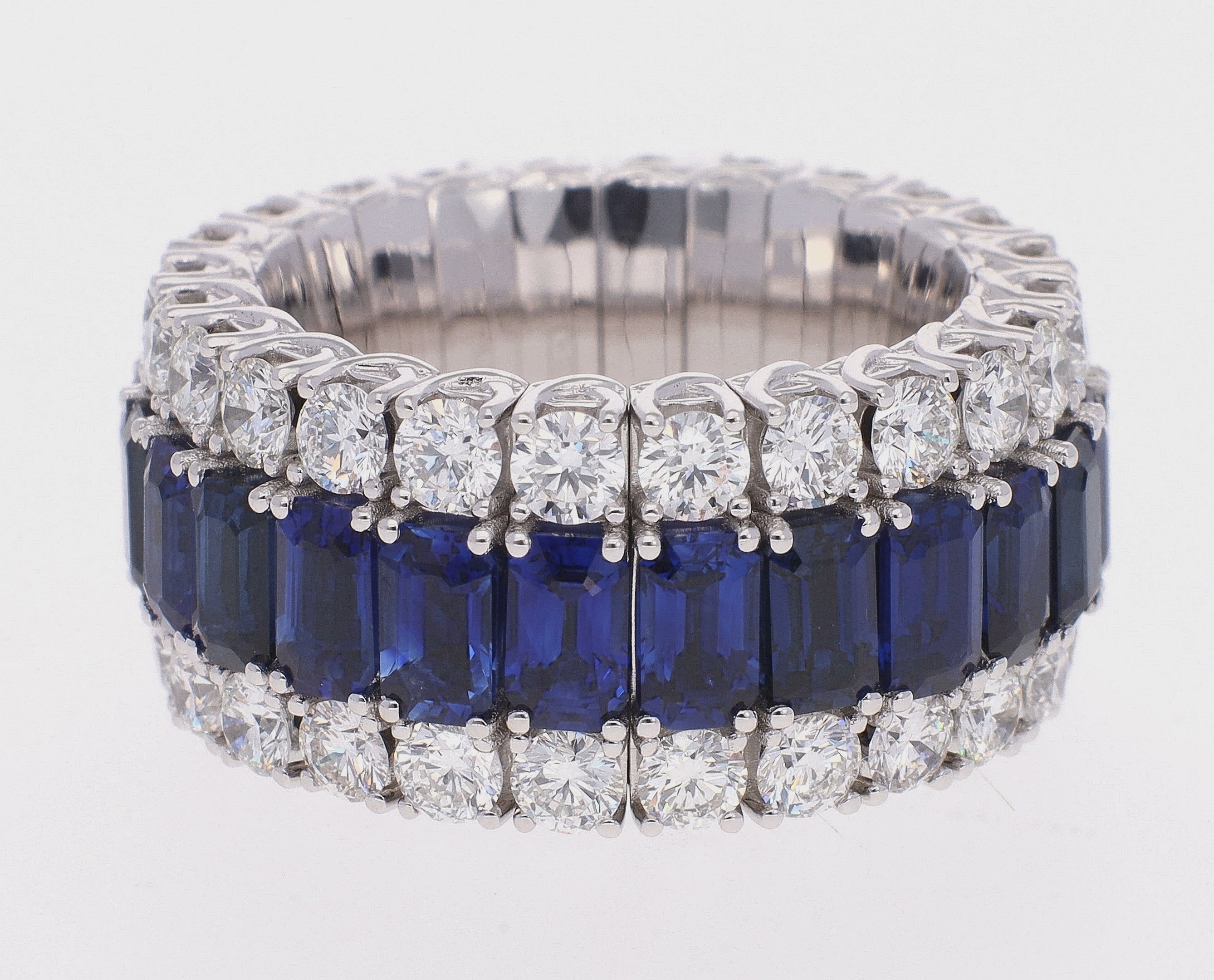 Picchiotti Xpandable 18K White Gold Sapphire and Diamond Band Ring