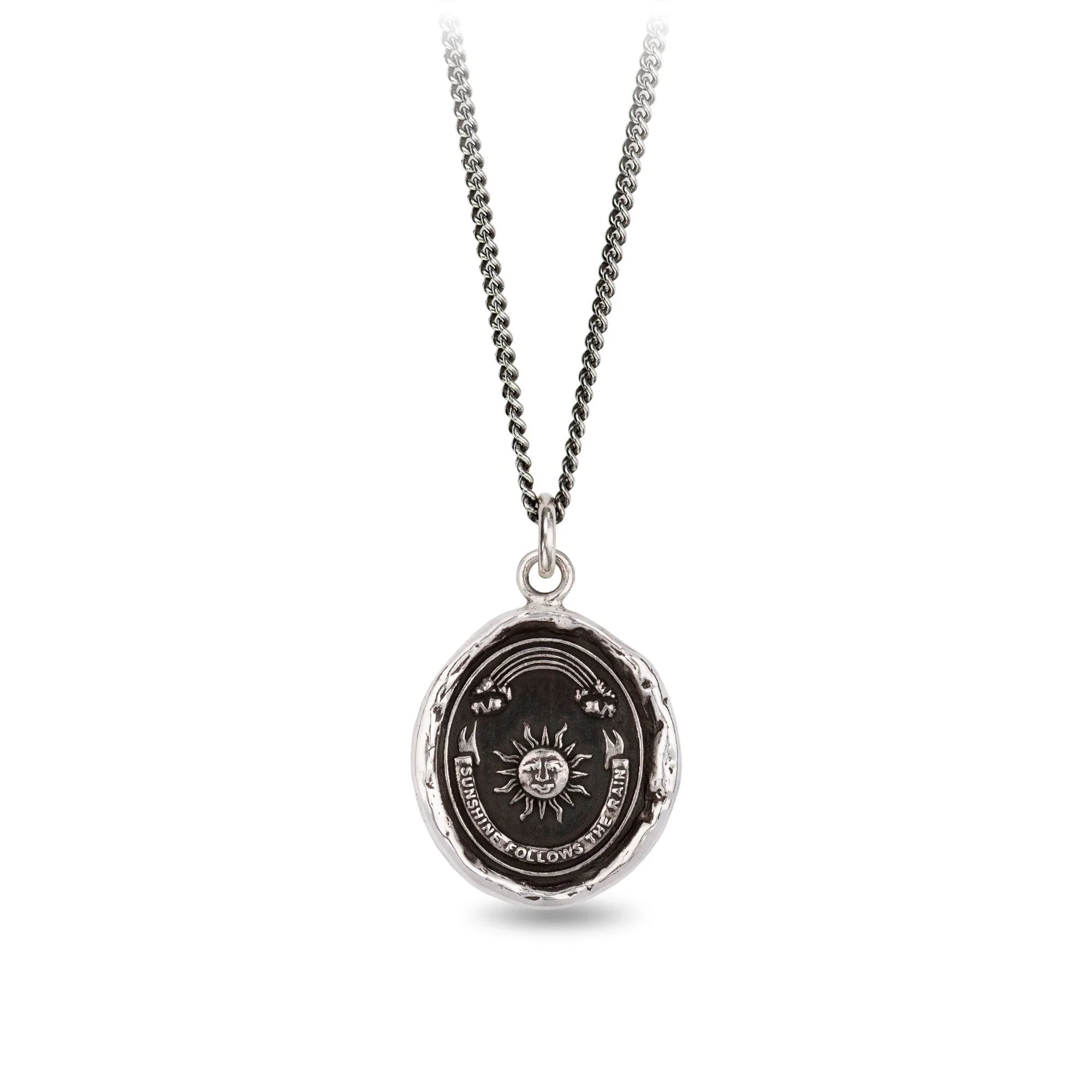 Pyrrha Sterling Silver "Rainbow" Talisman 18 Inch Fine Curb Chain Necklace
