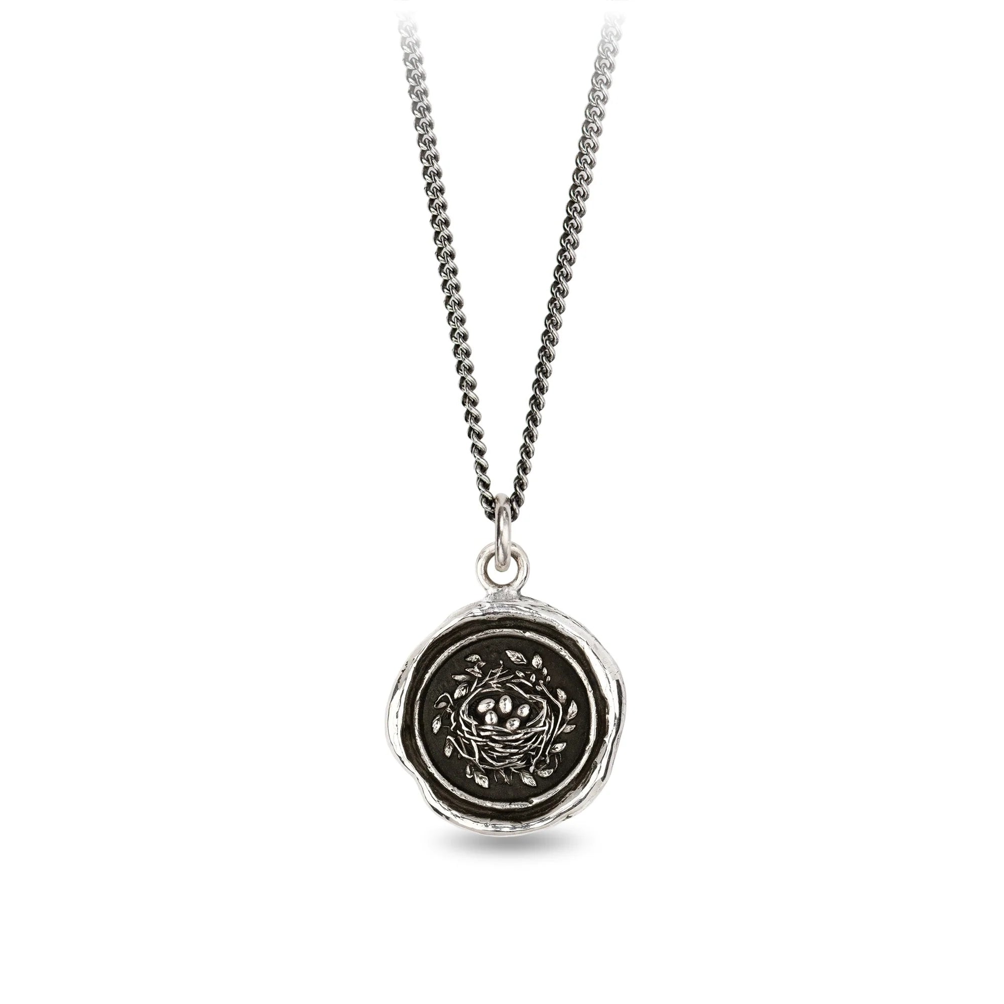 Pyrrha Sterling Silver "Safe and Sound" Talisman 18 Inch Curb Chain Necklace