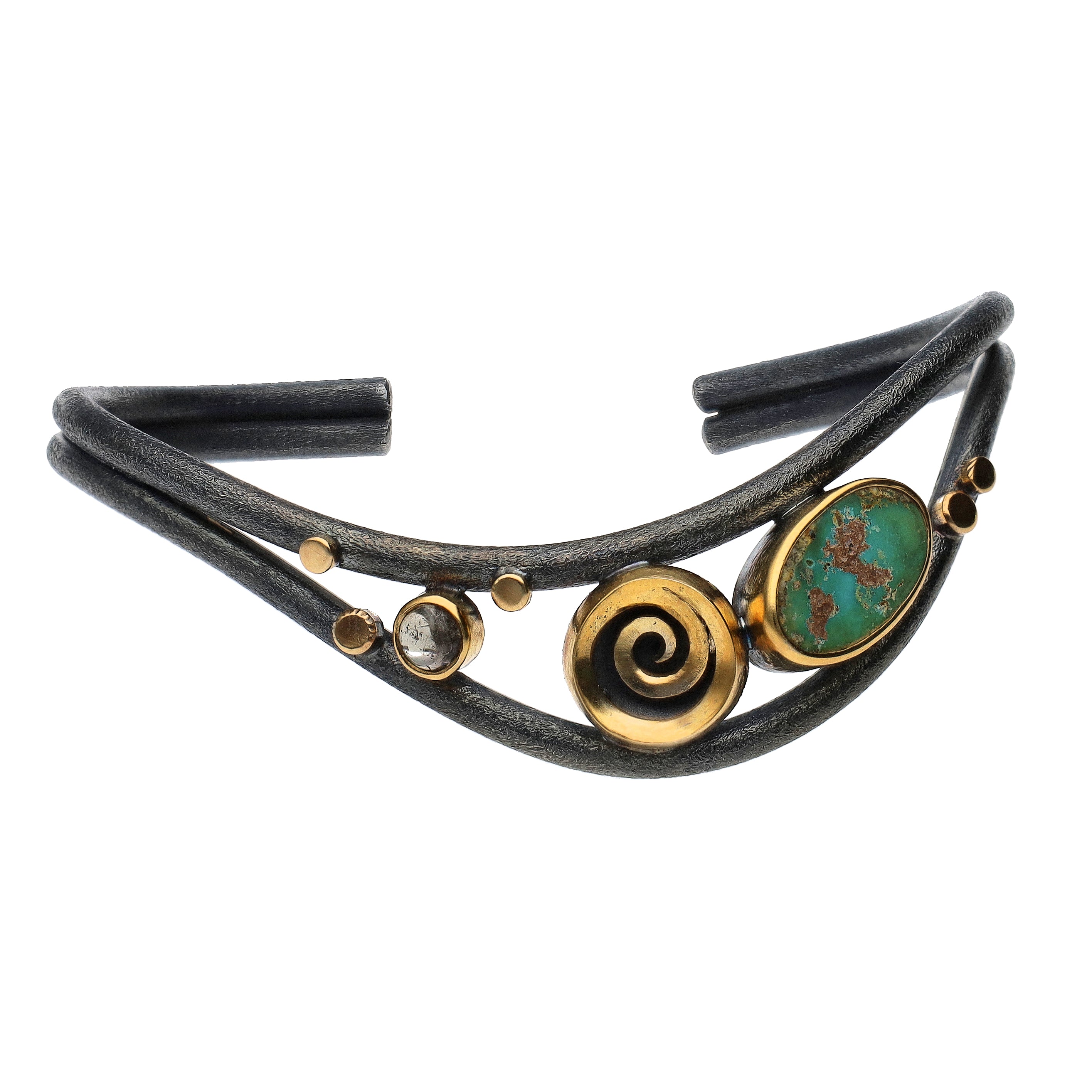 Bora Jewelry of Brooklyn Sterling Silver & Bronze Bracelet w/ Turquoise