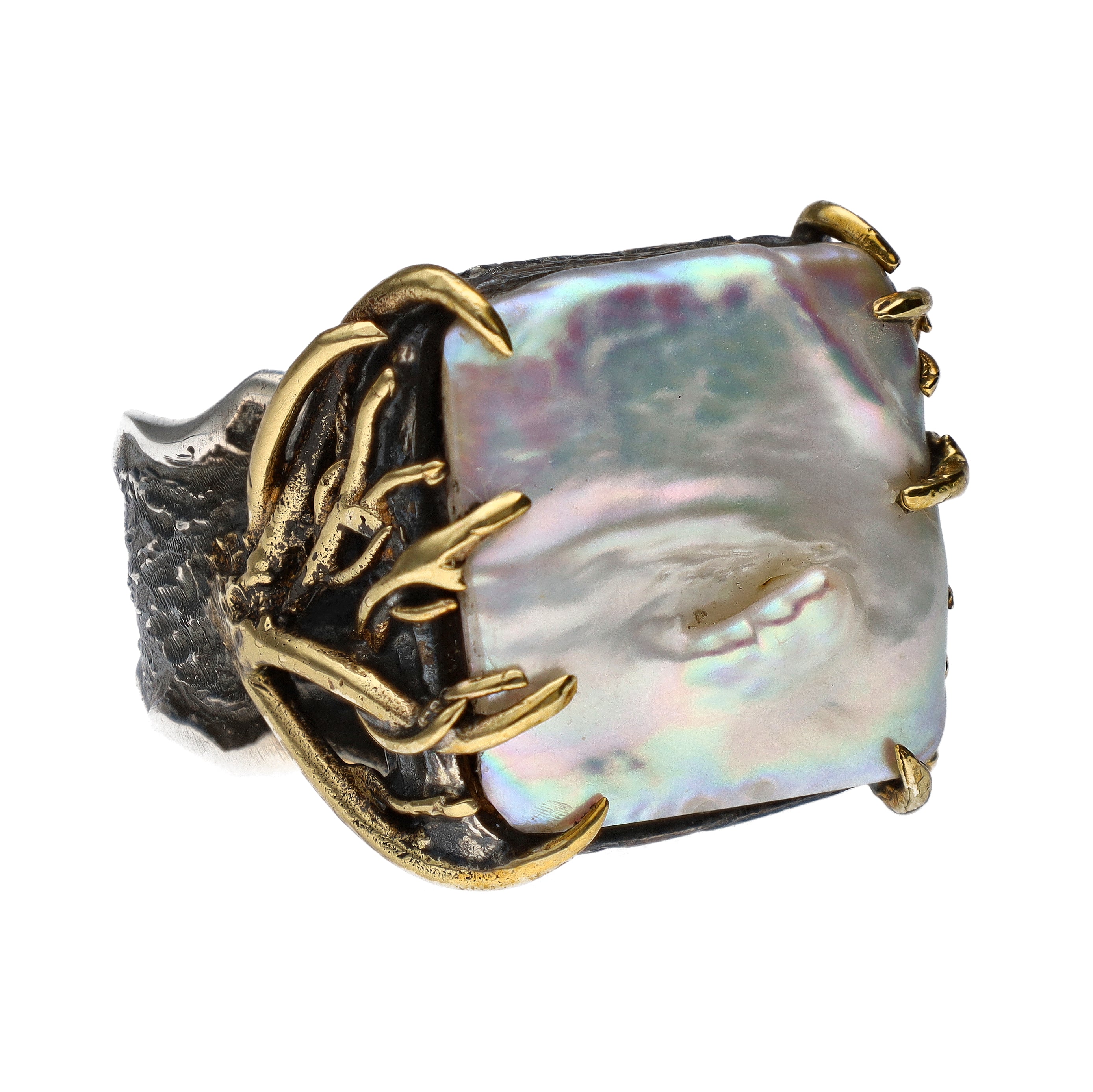 Bora Jewelry of Brooklyn Sterling Silver & Bronze Baroque Pearl Ring