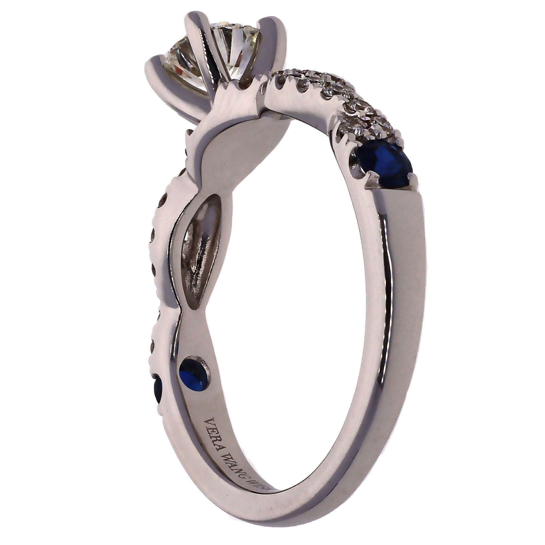 14K White Gold Vera Wang Diamond and Sapphire Engagement Ring