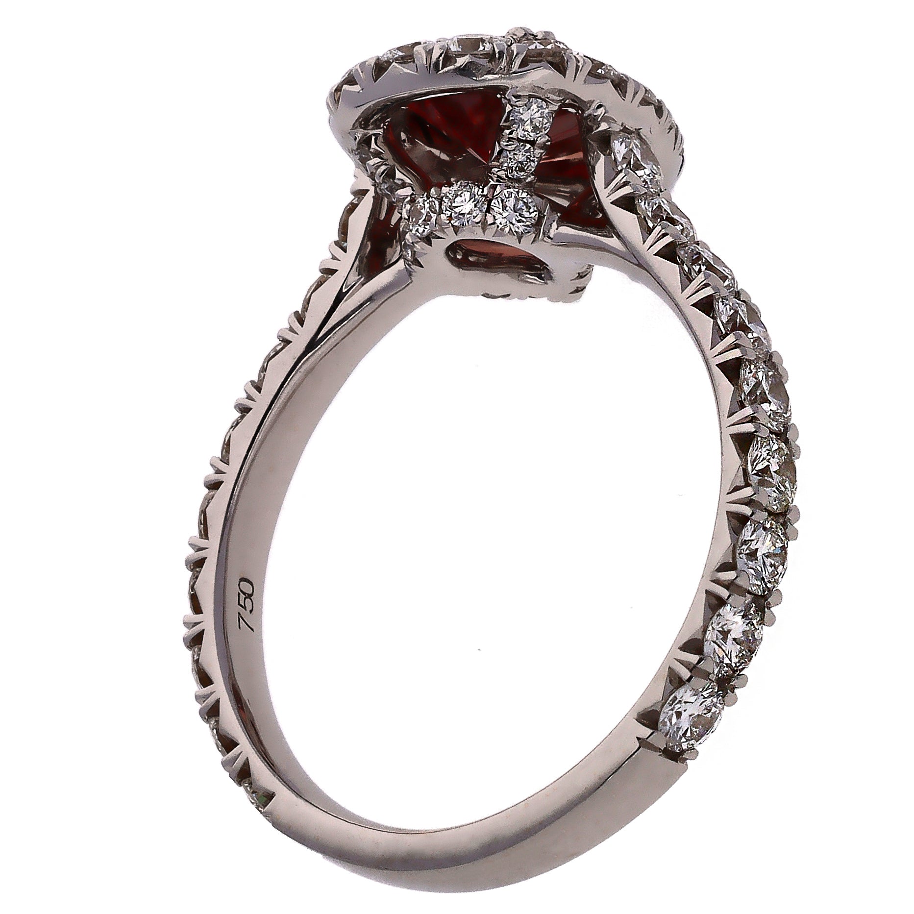 18K White Gold Pear Brilliant Fancy Deep Pink Diamond Fashion/Engagement Ring