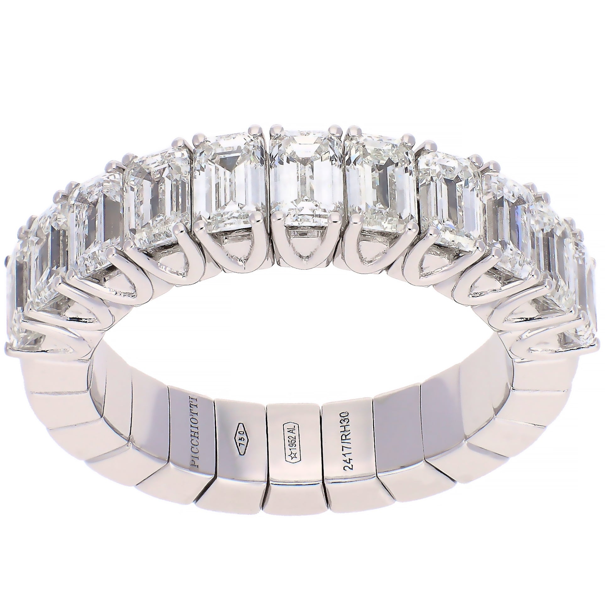 Picchiotti Xpandable 18K White Gold Emerald Cut Diamond Band Ring