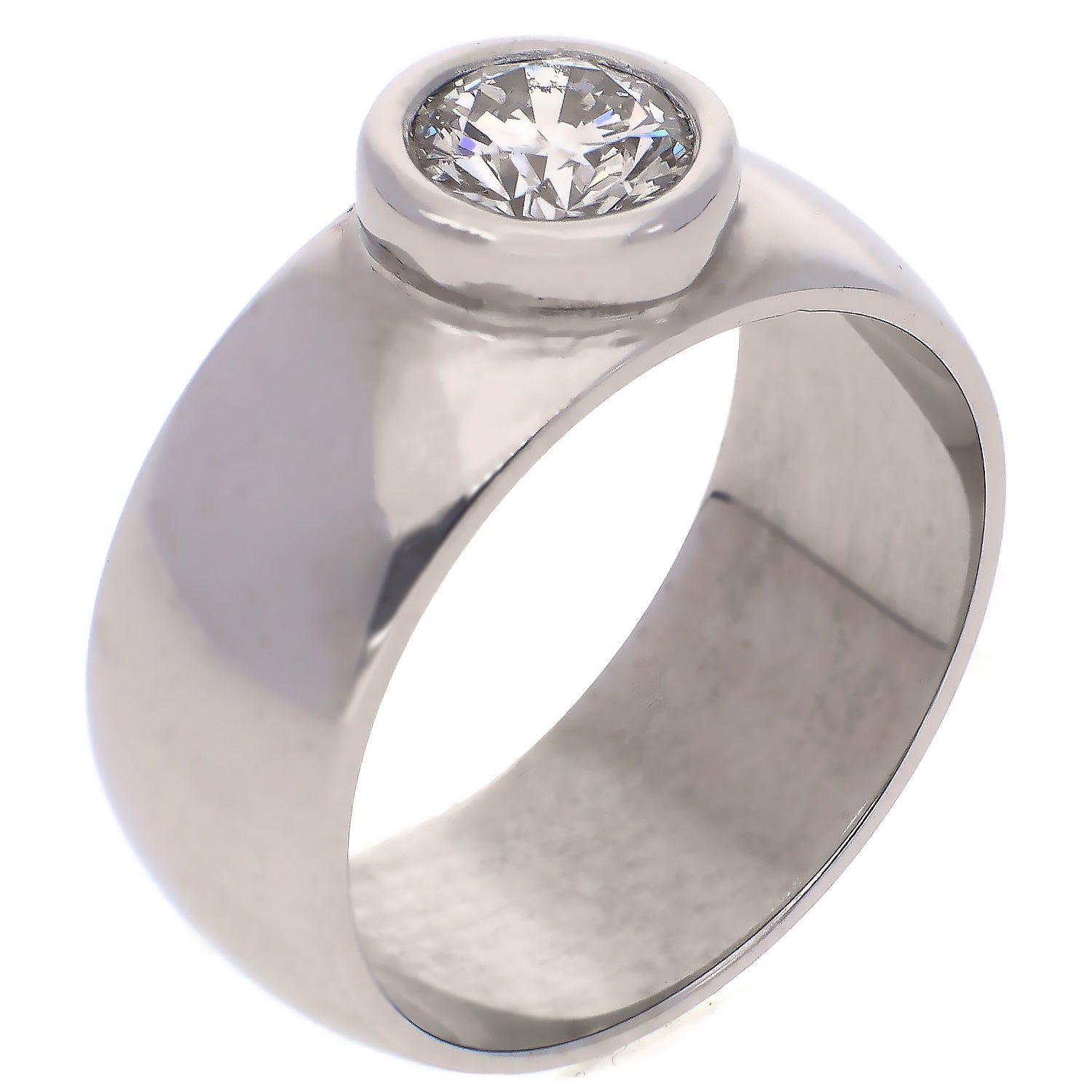 14K White Gold Bezel Set Diamond Band Ring