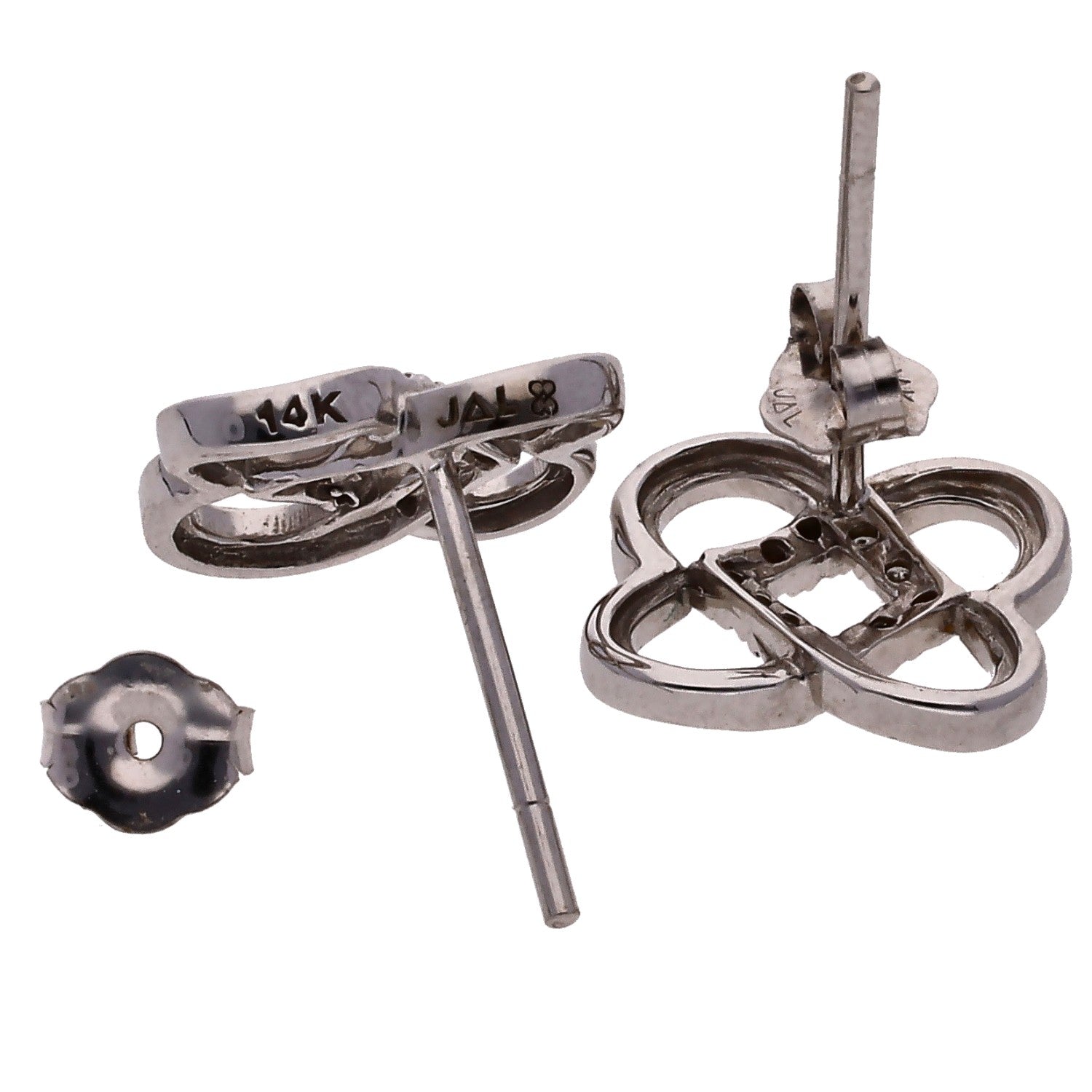 14K White Gold Diamond Stud Earrings