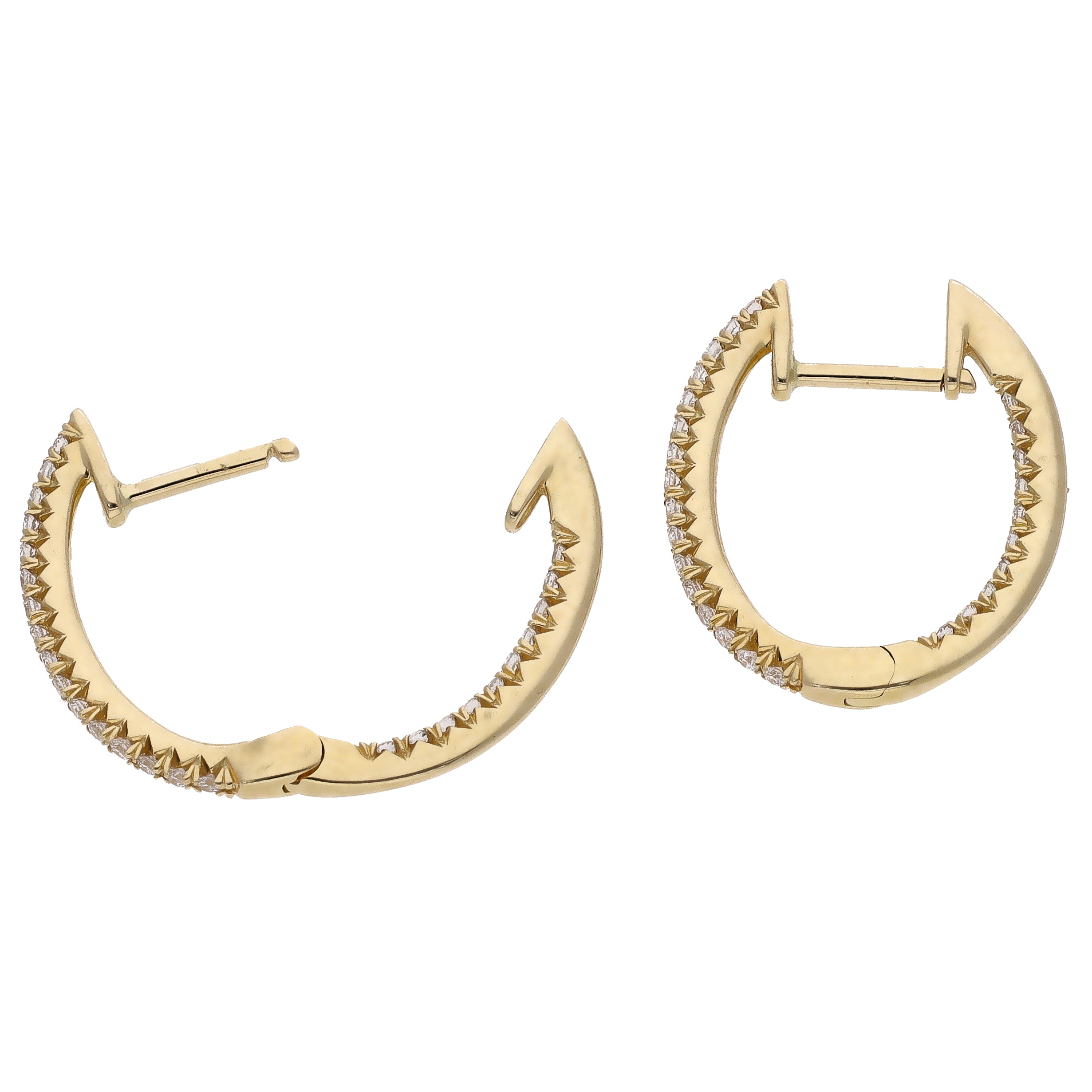 14K yellow Gold Inside/Outside Petite Diamond Hoop Earrings