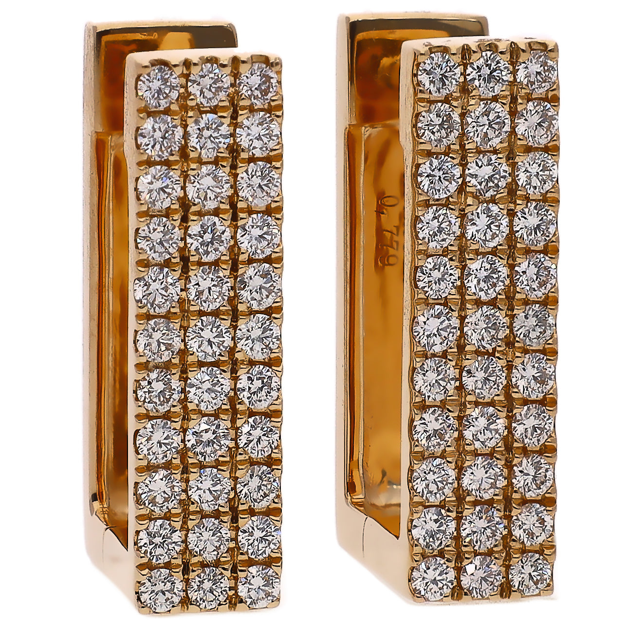 14K Yellow Gold Modern Geometric Shaped Diamond Earrings