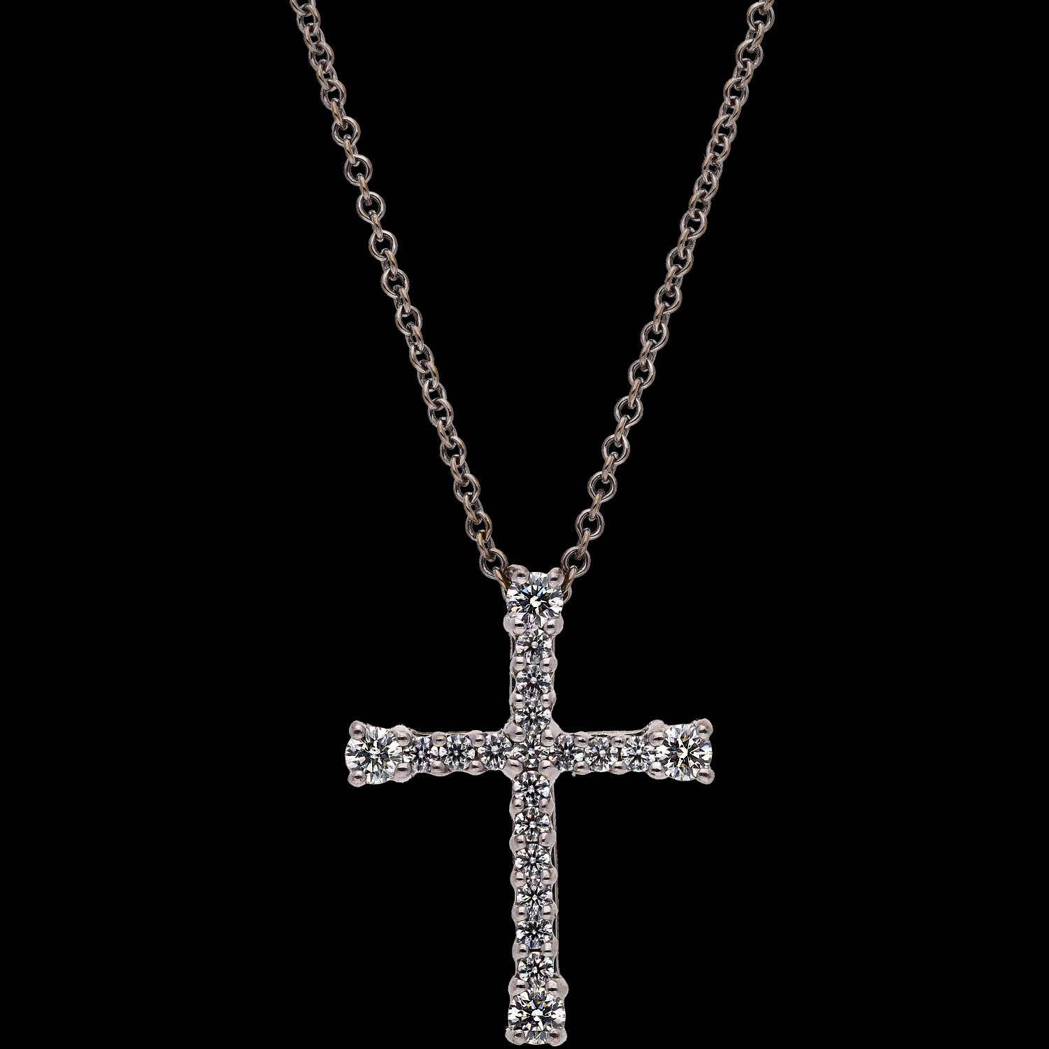18K White Gold Diamond Hearts on Fire Divine Cross Necklace