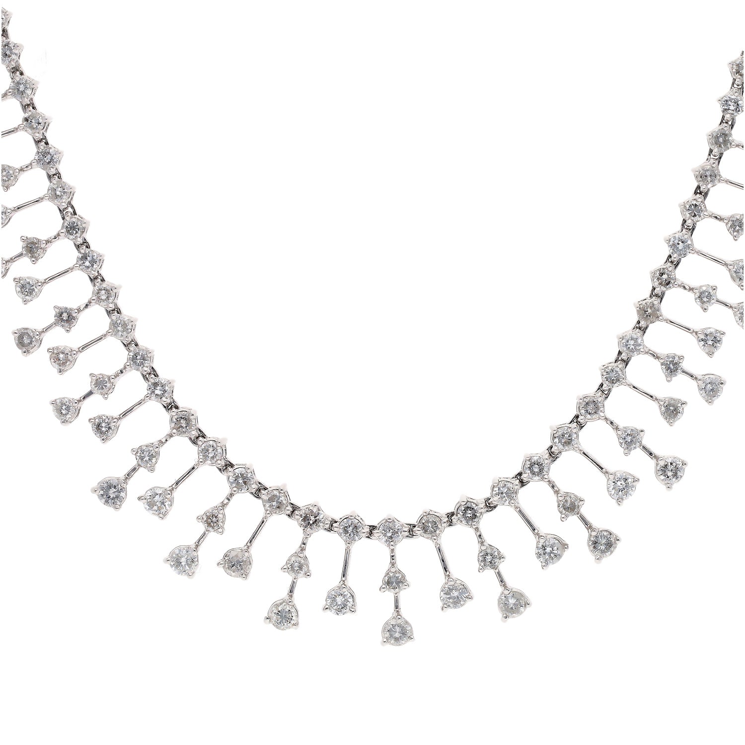 18K White Gold Diamond Fringe 18 Inch Necklace
