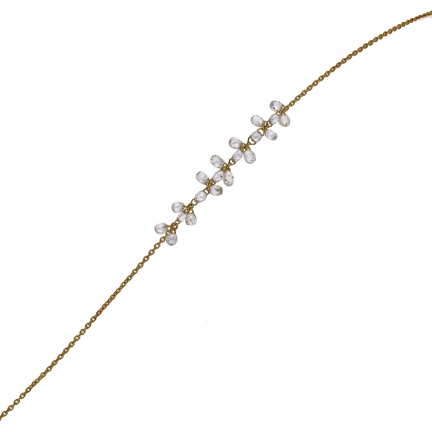 18K Yellow Gold Briolette Diamond Chain Bracelet