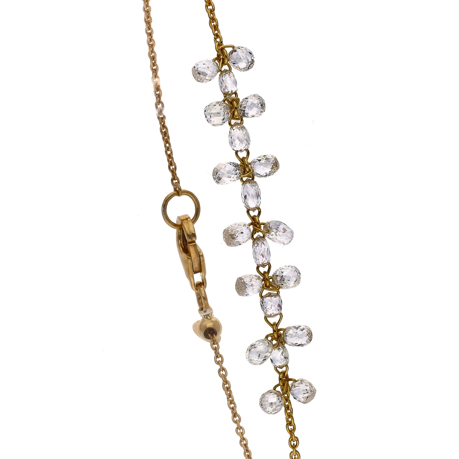 18K Yellow Gold Briolette Diamond Chain Bracelet