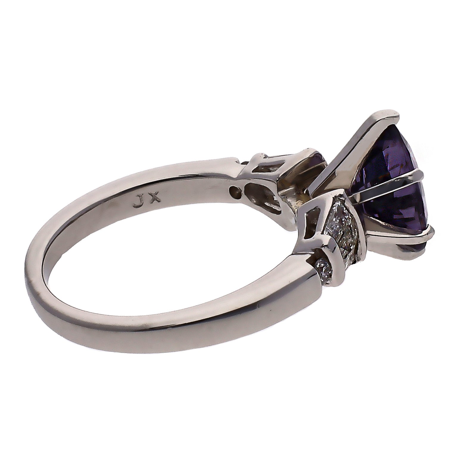 Platinum Oval Purple Spinel & Diamond Ring