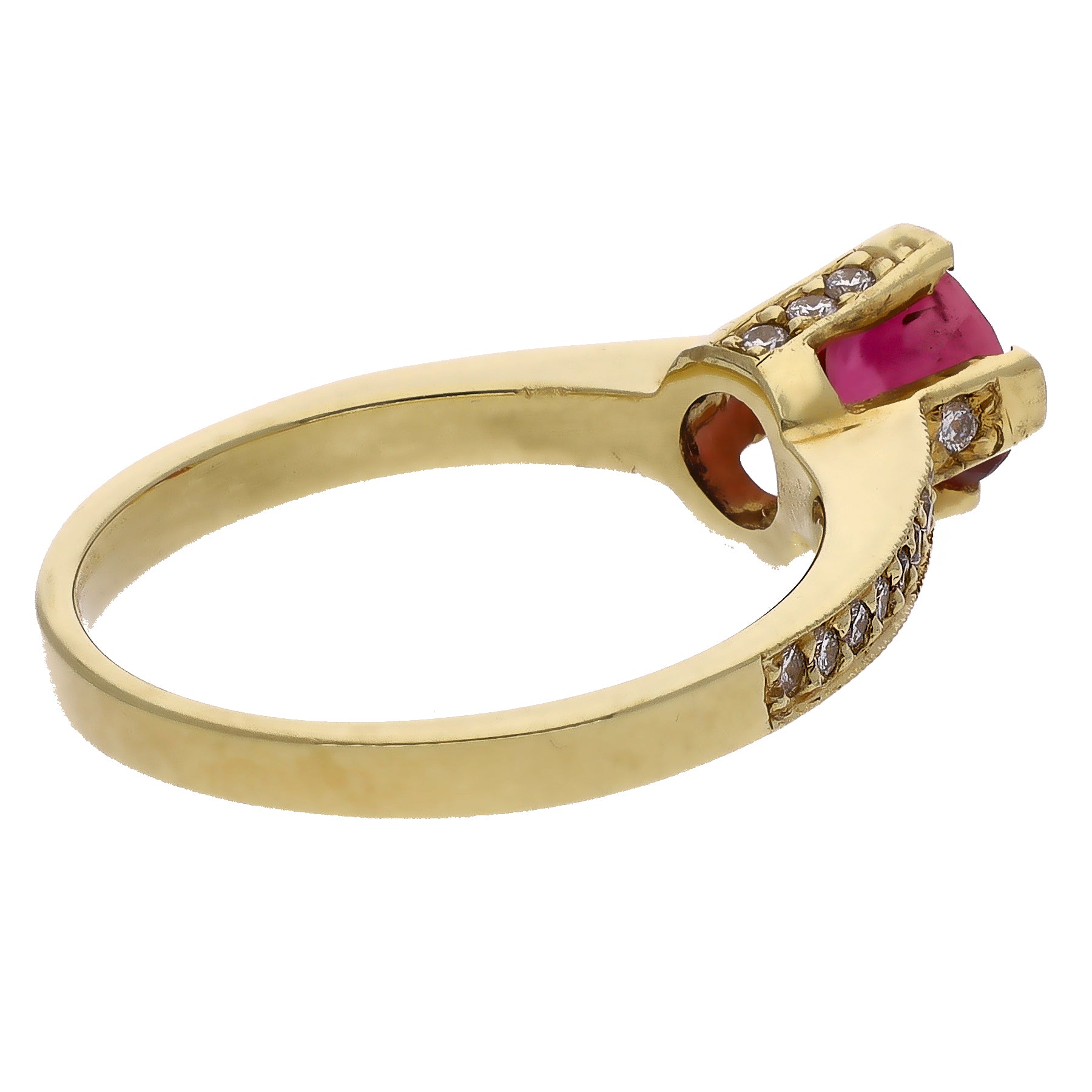 18K Yellow Gold Pink Tourmaline and Diamond Ring