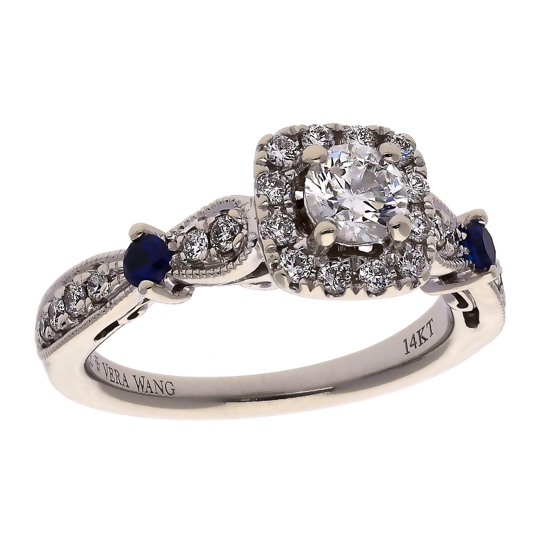 14K White Gold Vera Wang Diamond & Sapphire Engagement Ring